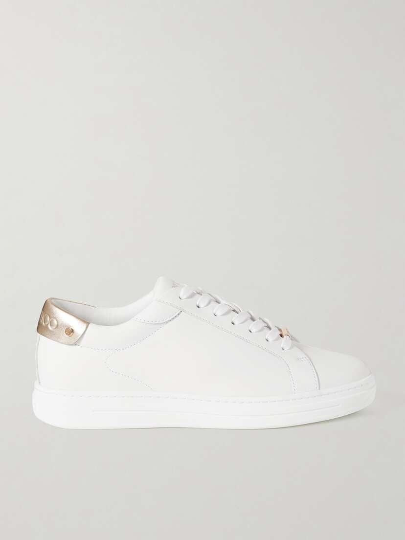 Jimmy Choo Rome Metallic-trimmed Leather Sneakers