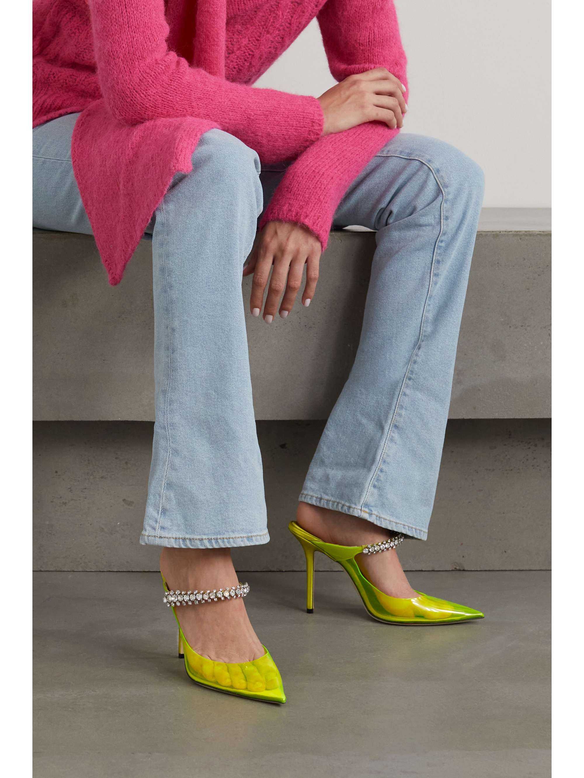 bing crystal embellished mule