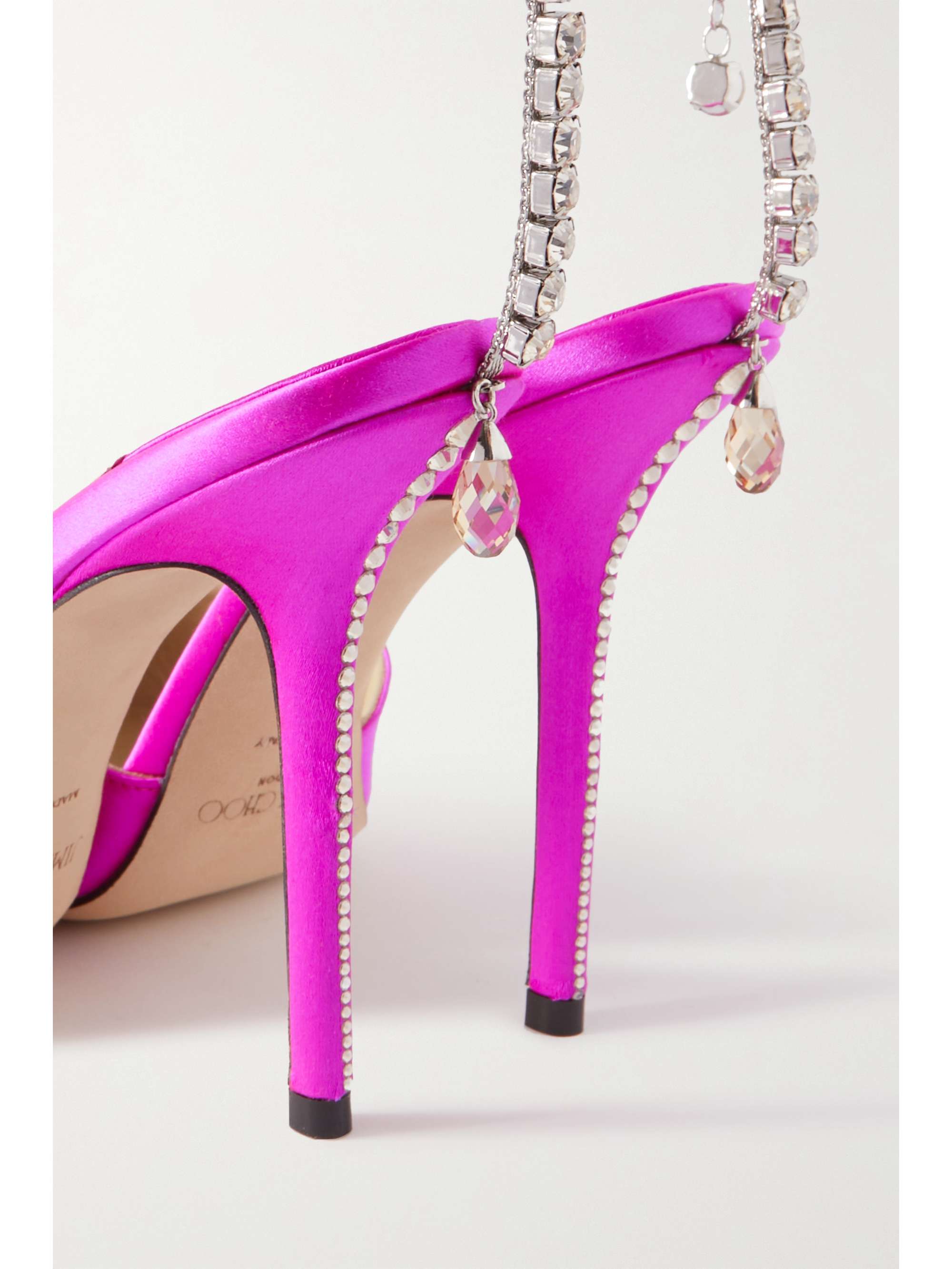 JIMMY CHOO Saeda 100 crystal-embellished satin pumps