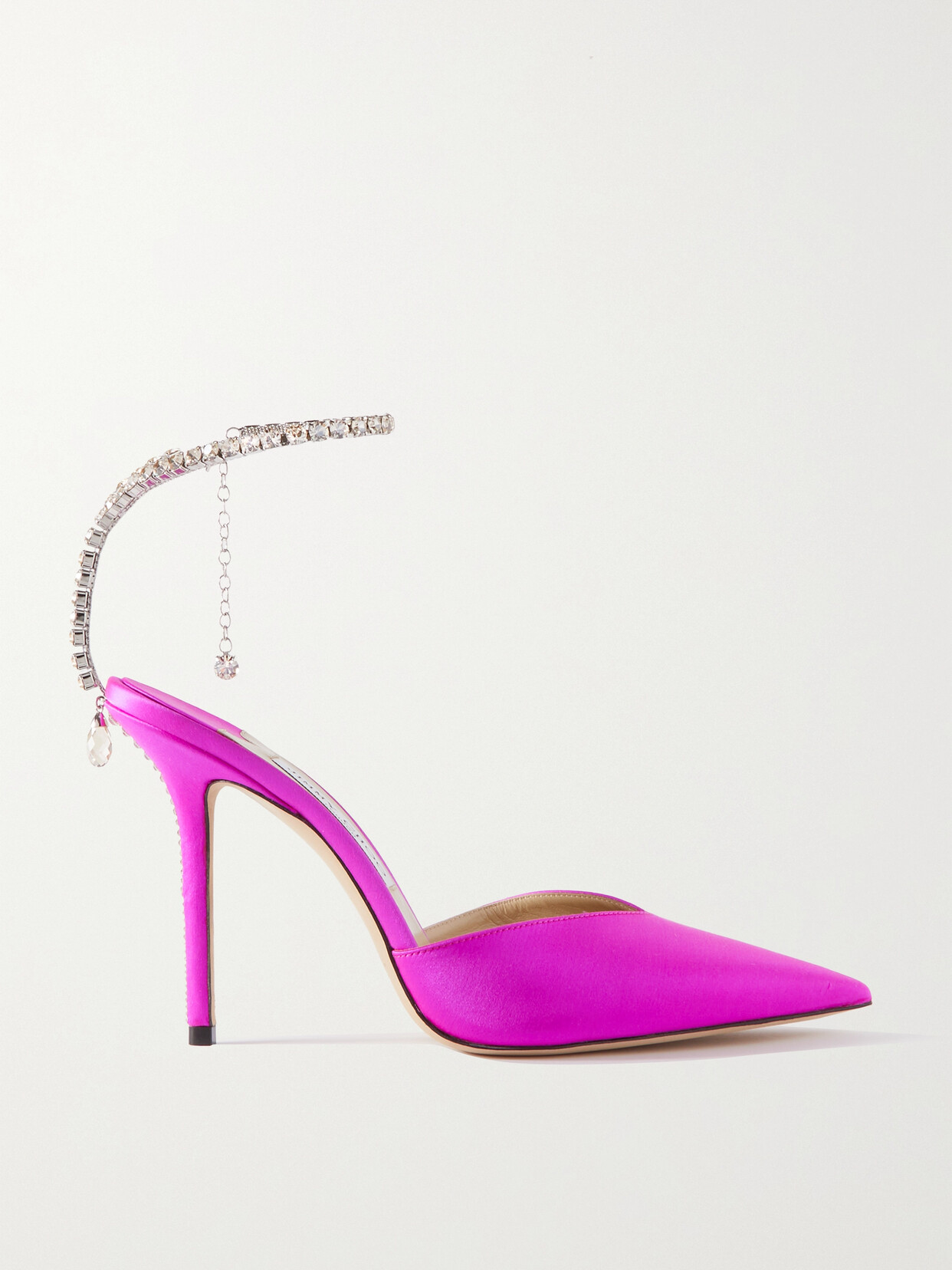 Jimmy Choo Saeda 100 Crystal-embellished Satin Pumps - Pink