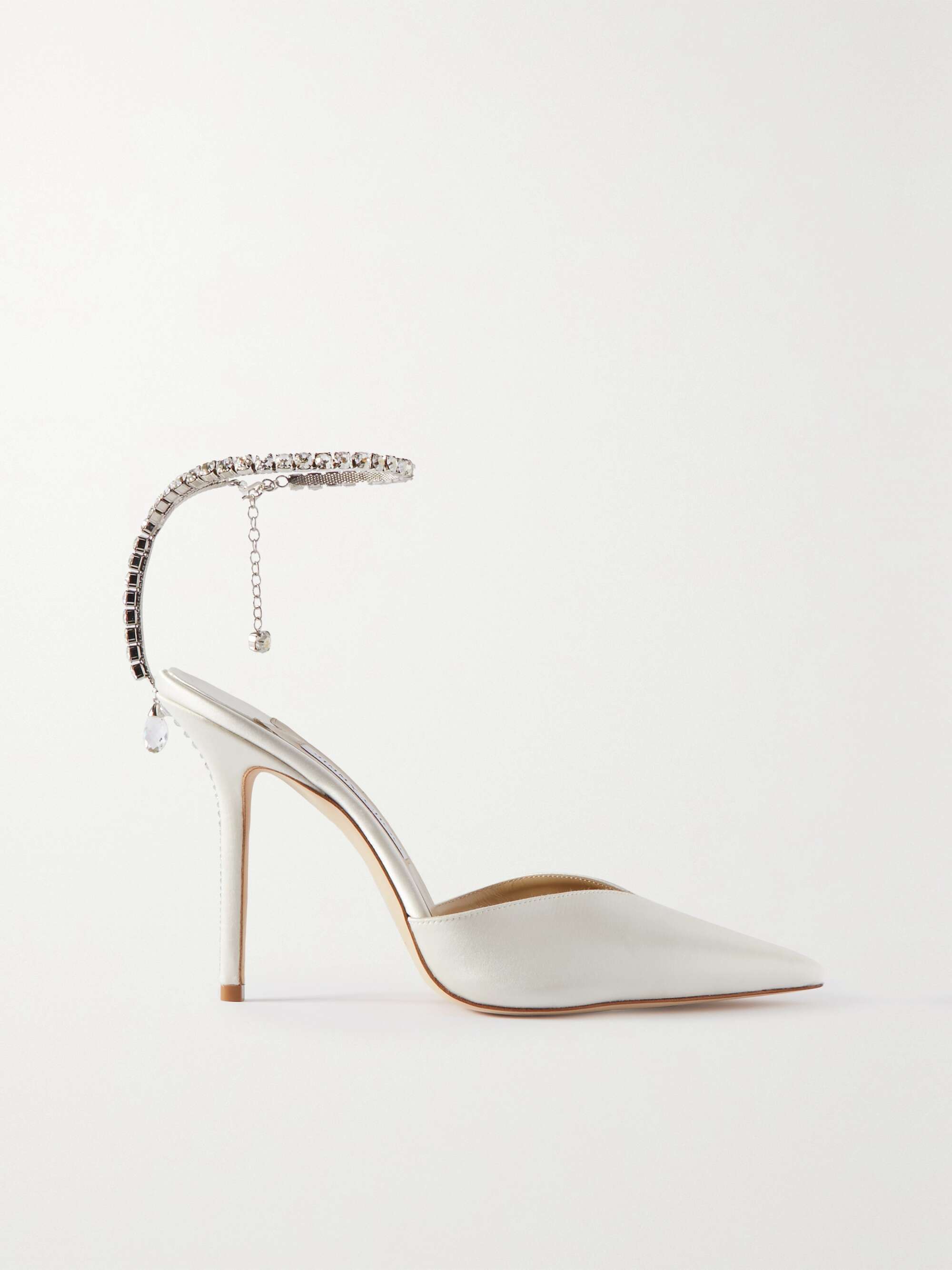 Blanc Escarpins en satin à cristaux Saeda 100 | JIMMY CHOO | NET-A-PORTER