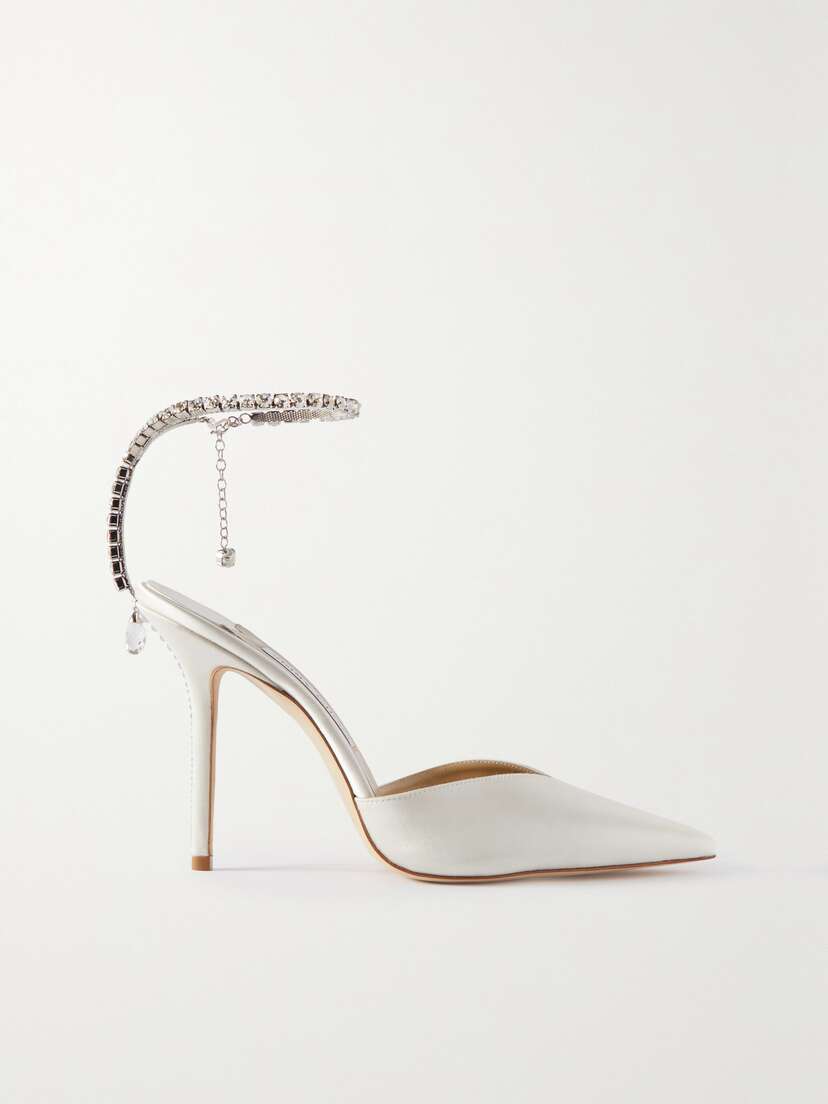 Jimmy Choo Saeda 100 Crystal-embellished Satin Pumps