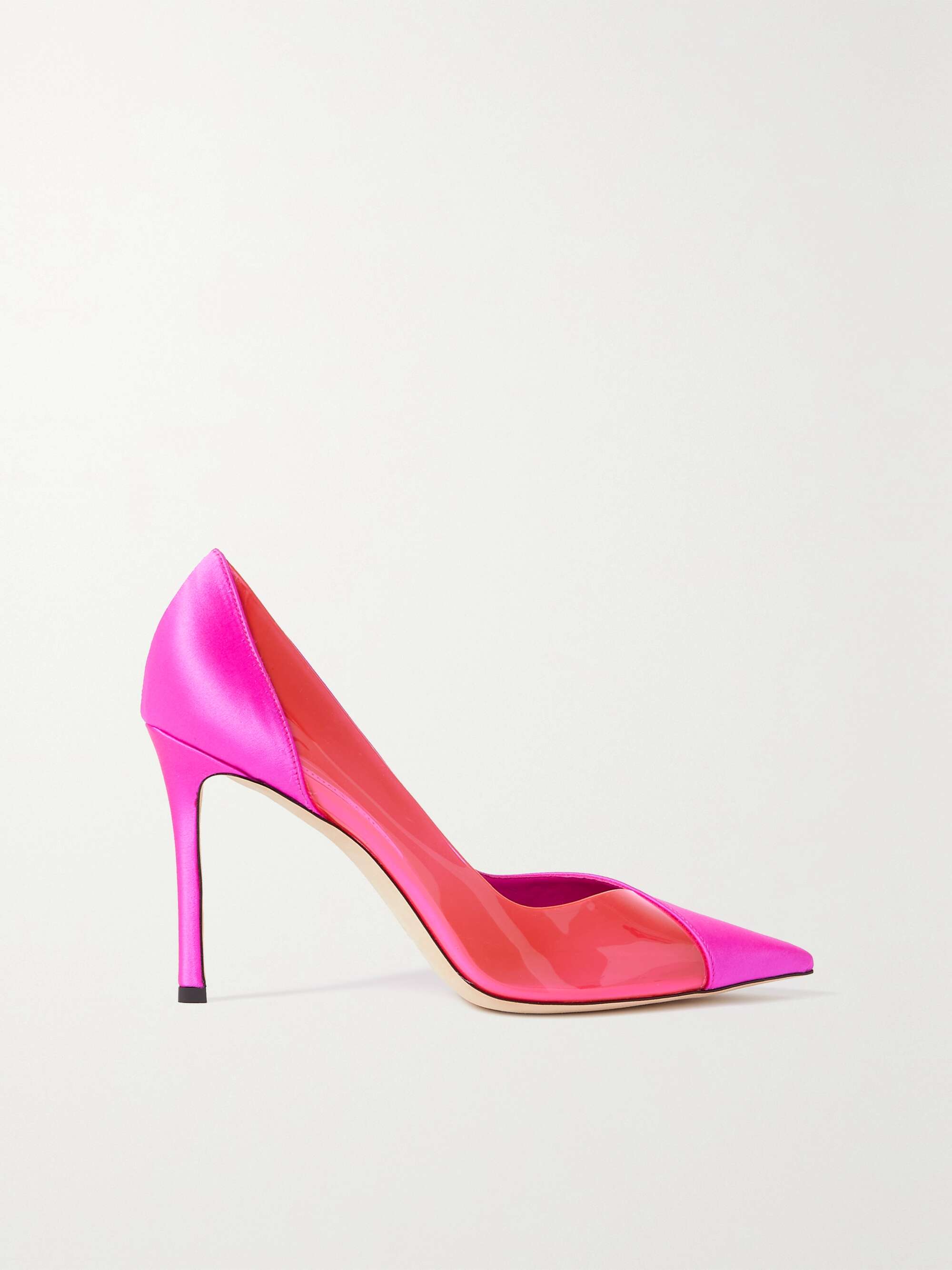 JIMMY CHOO Cass 95 satin and PVC pumps | NET-A-PORTER