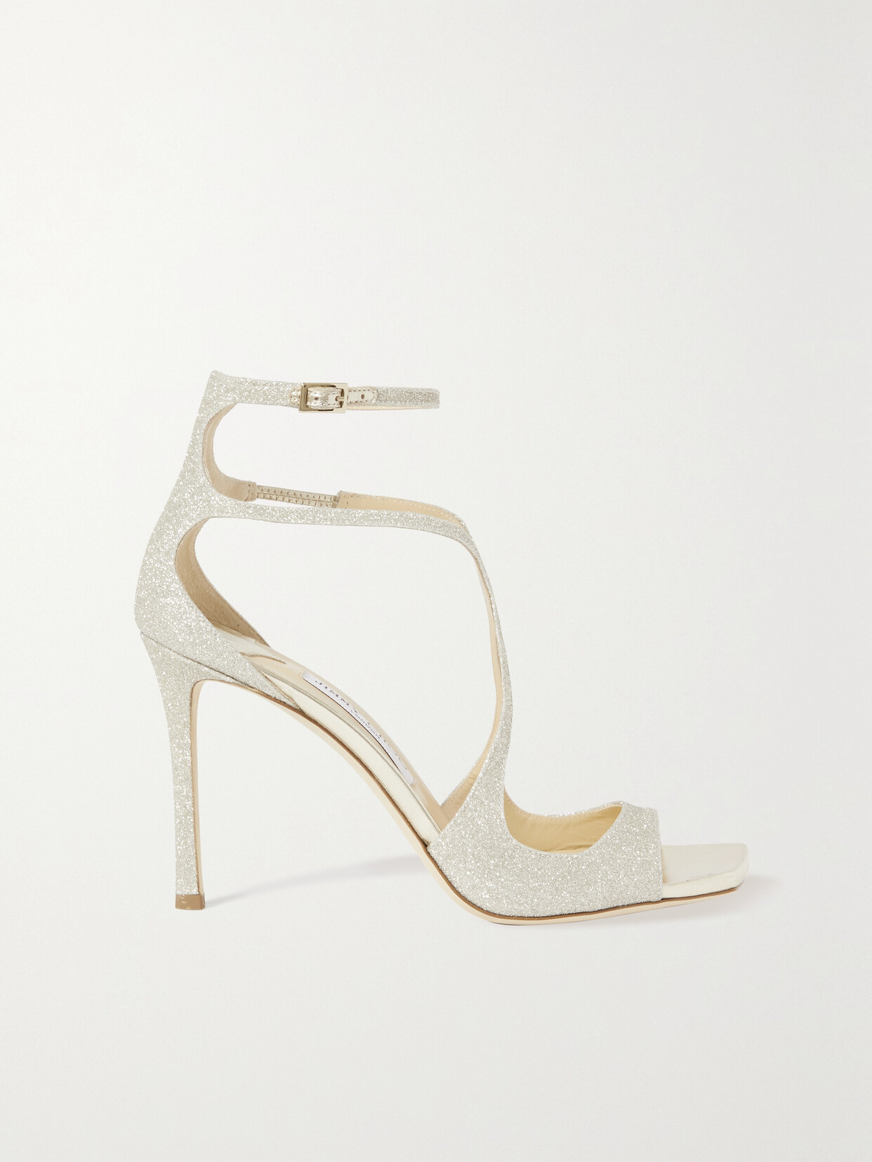 Jimmy Choo Azia 95 Glittered Satin Sandals In Metallic