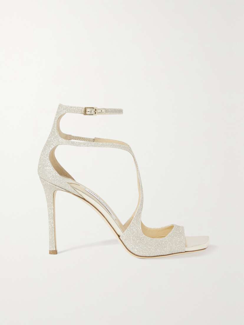 Jimmy Choo Azia 95 Glittered Satin Sandals