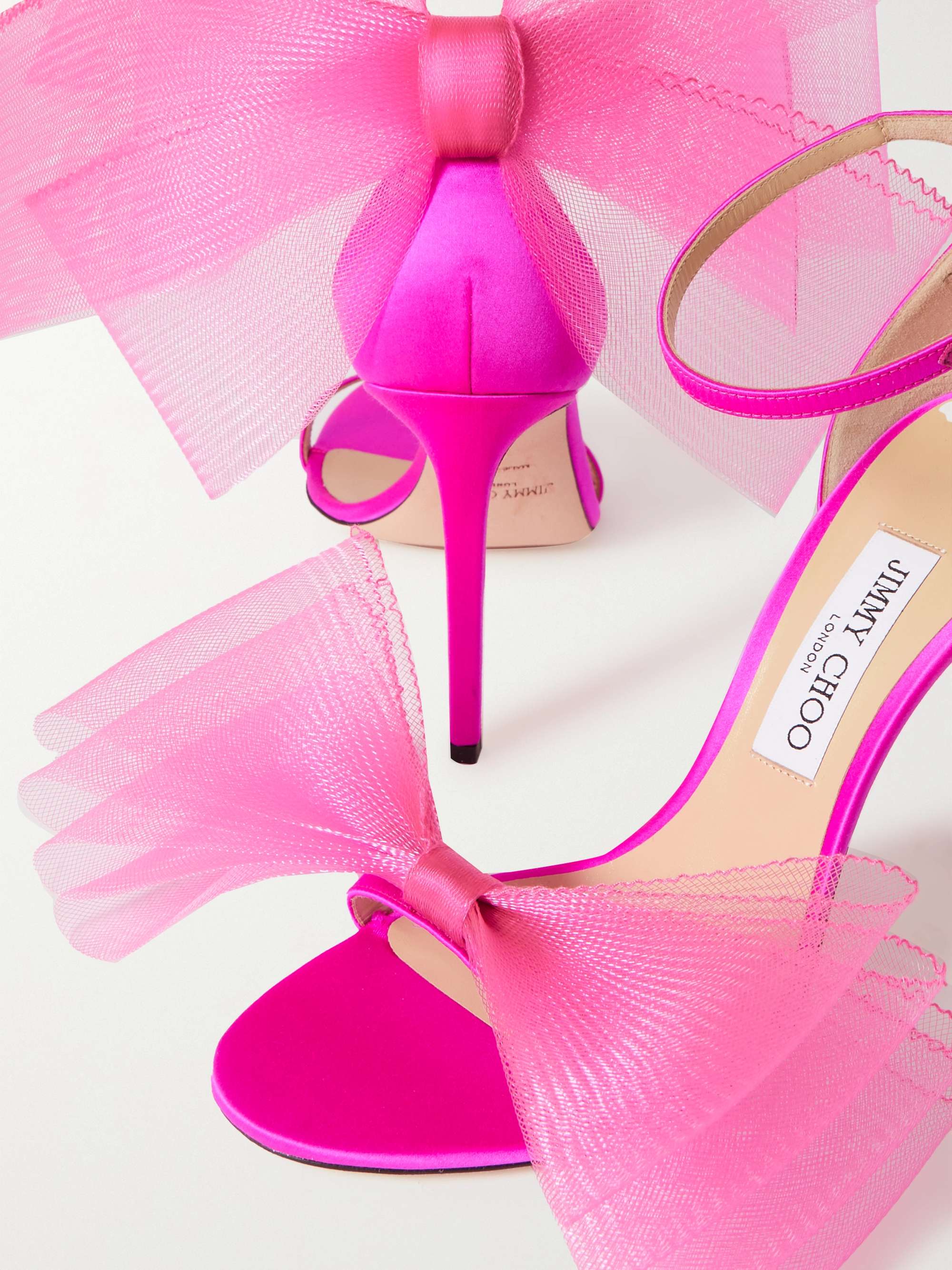 JIMMY CHOO Sandales en cuir effet miroir à nœuds Aveline 100