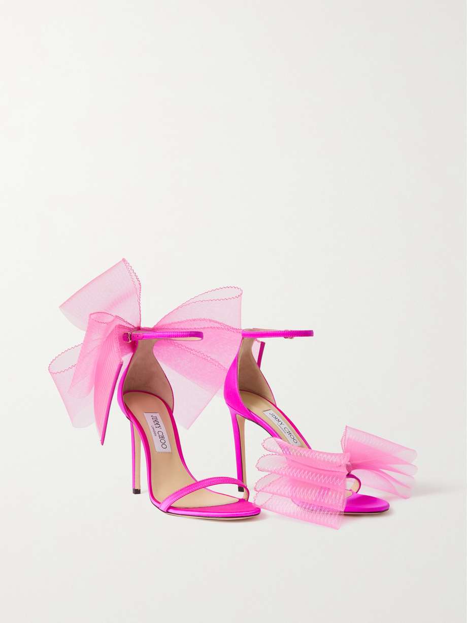 JIMMY CHOO Aveline 100 bow-detailed satin sandals
