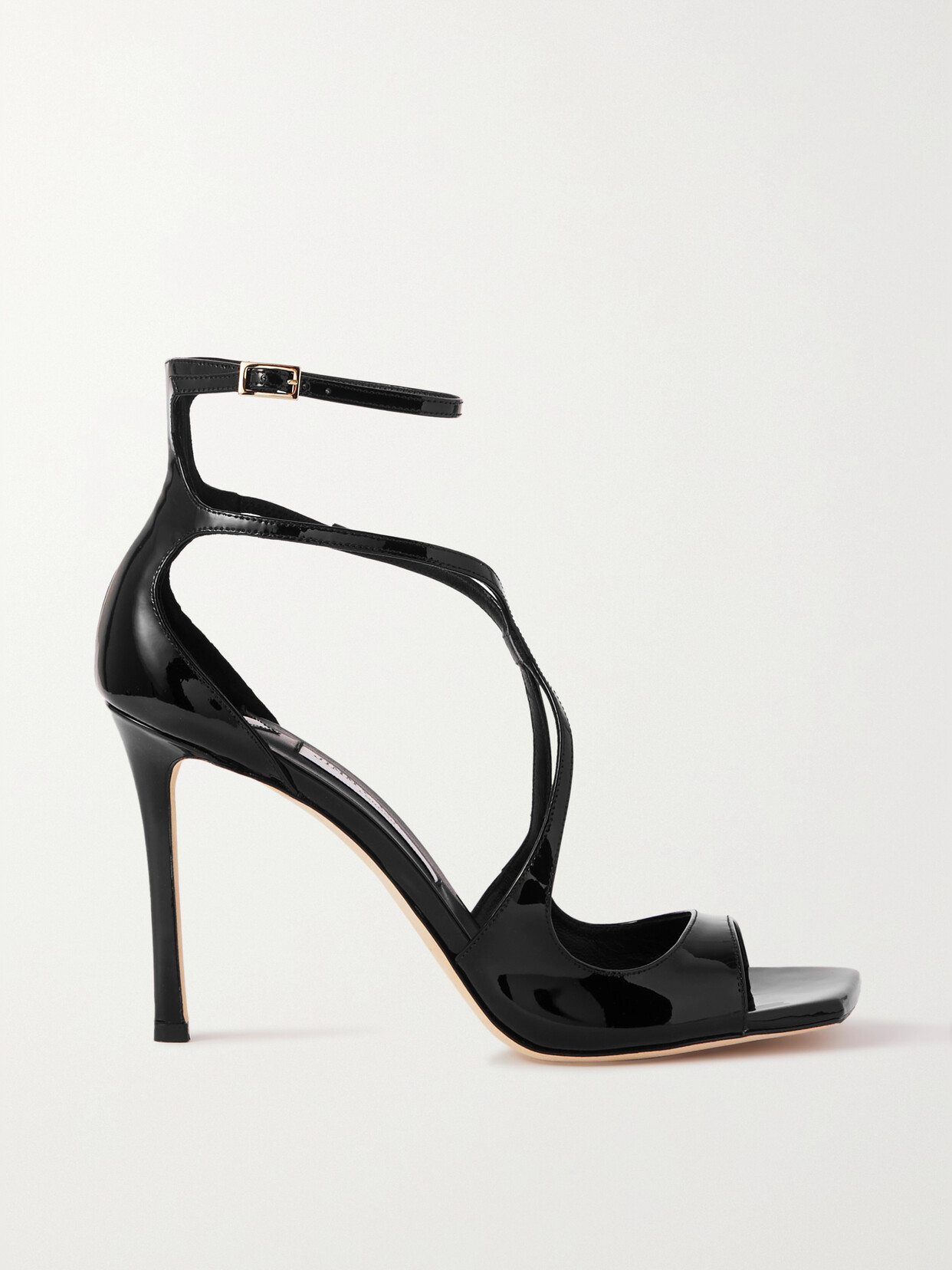 Jimmy Choo Azia 95 Patent-leather Sandals In Black