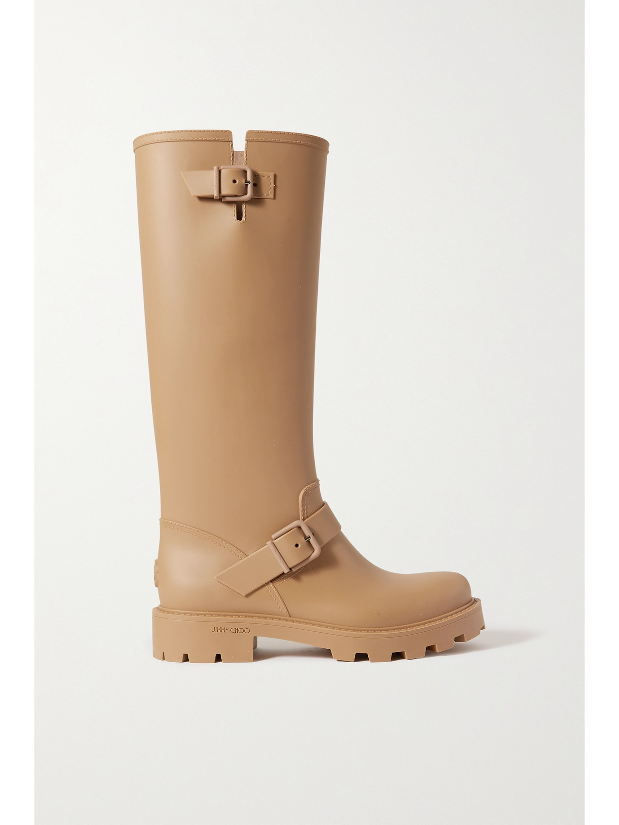Jimmy Choo - Yael Buckled Rubber Rain Boots - Tan - IT36