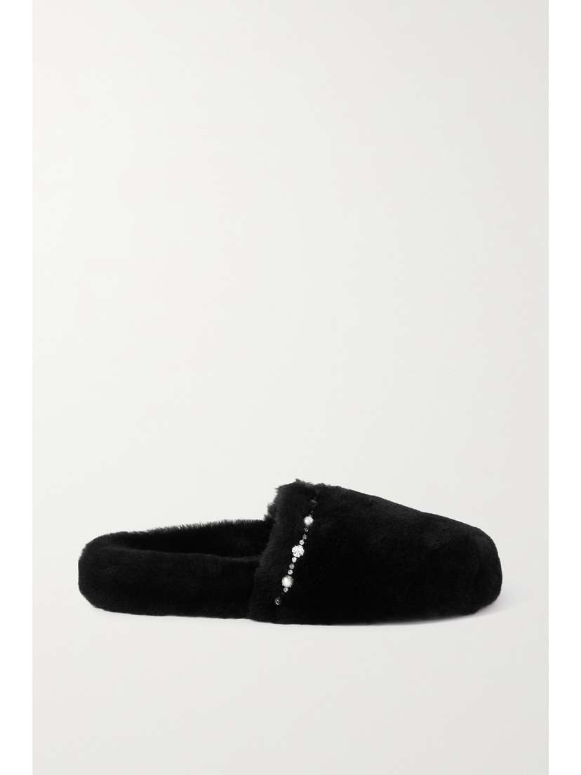 Jimmy Choo Aliette Embellished Shearling Slippers