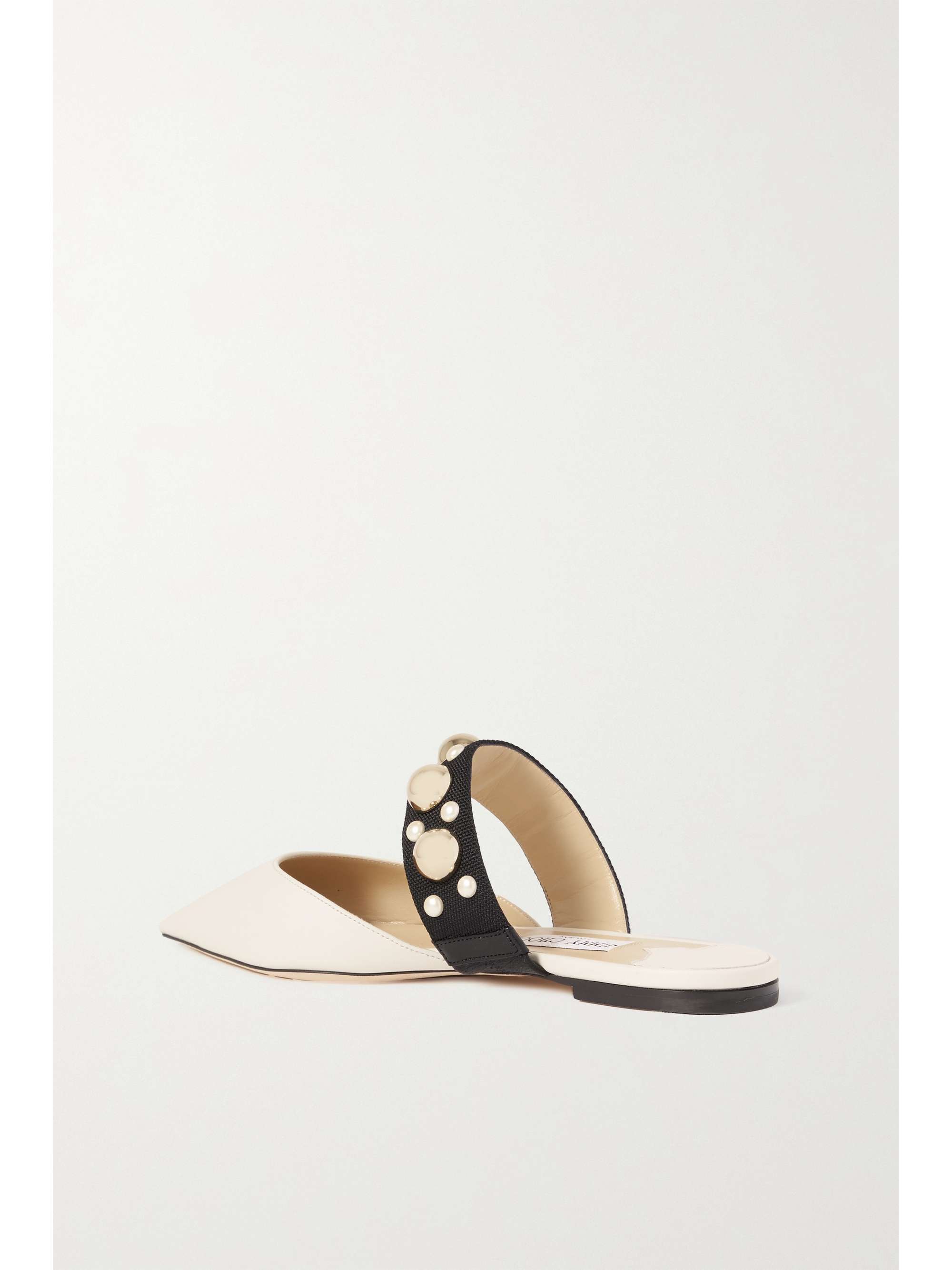 JIMMY CHOO Basette suede and embellished grosgrain mules