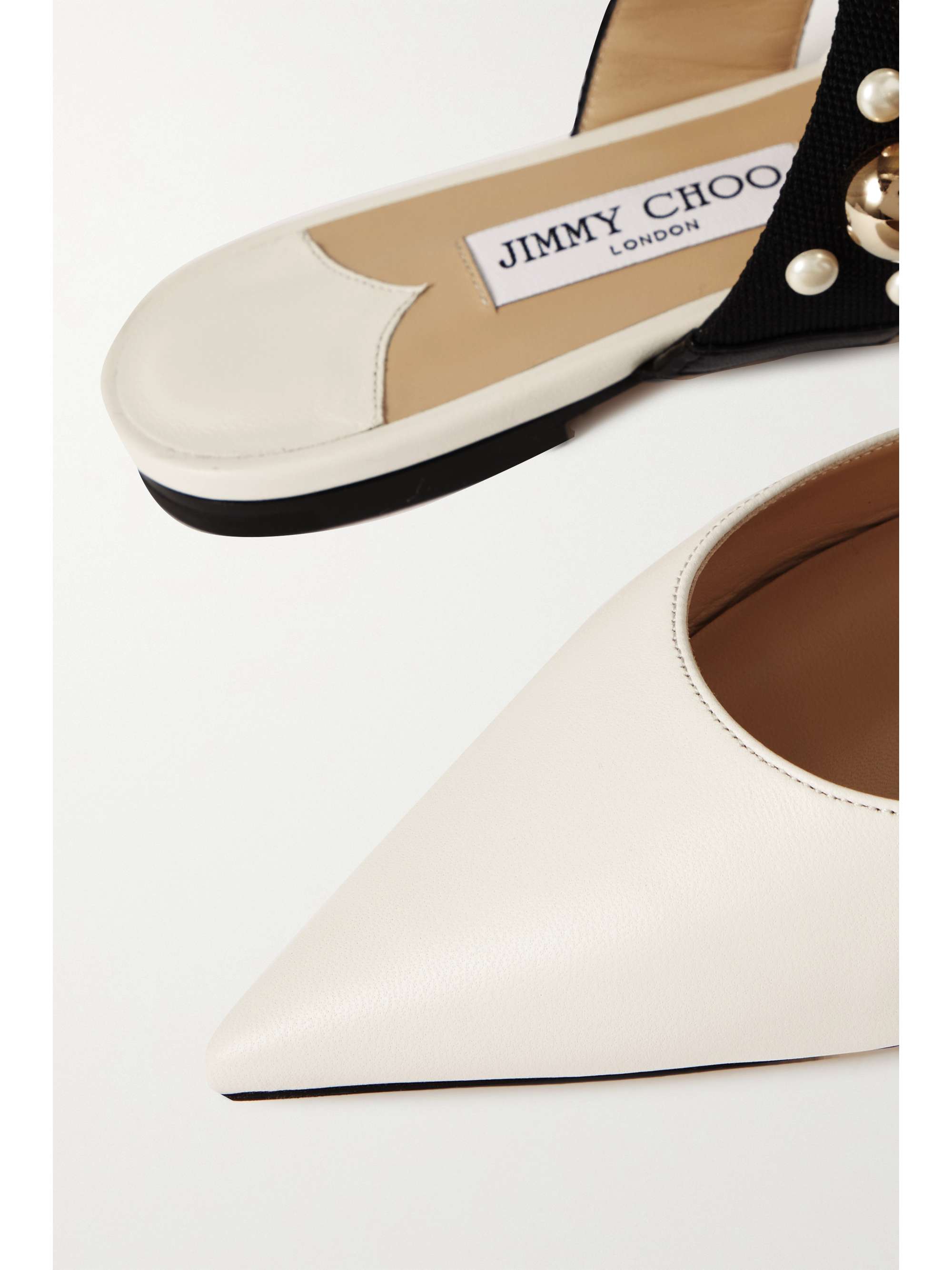 JIMMY CHOO Basette suede and embellished grosgrain mules
