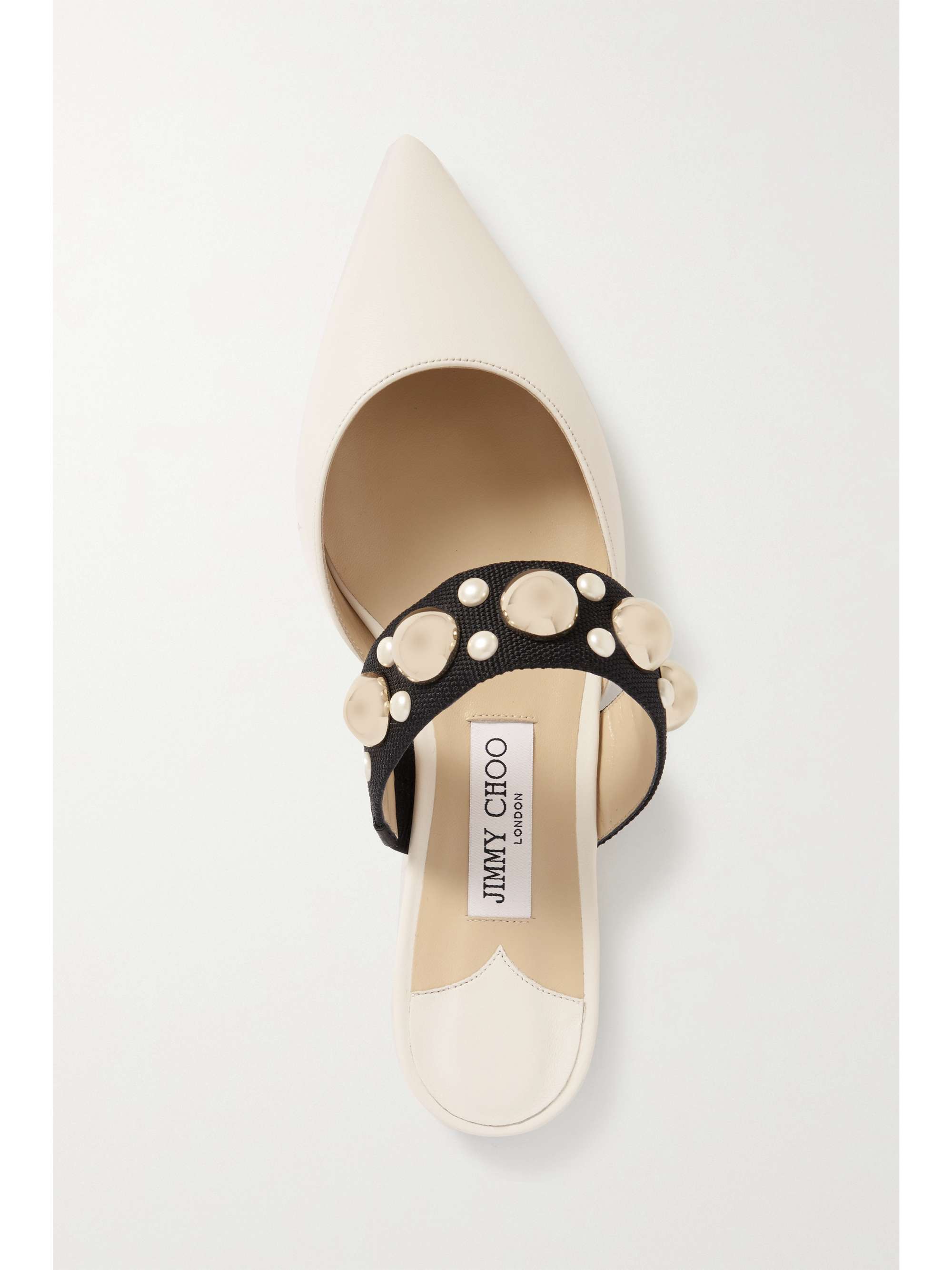 JIMMY CHOO Basette suede and embellished grosgrain mules