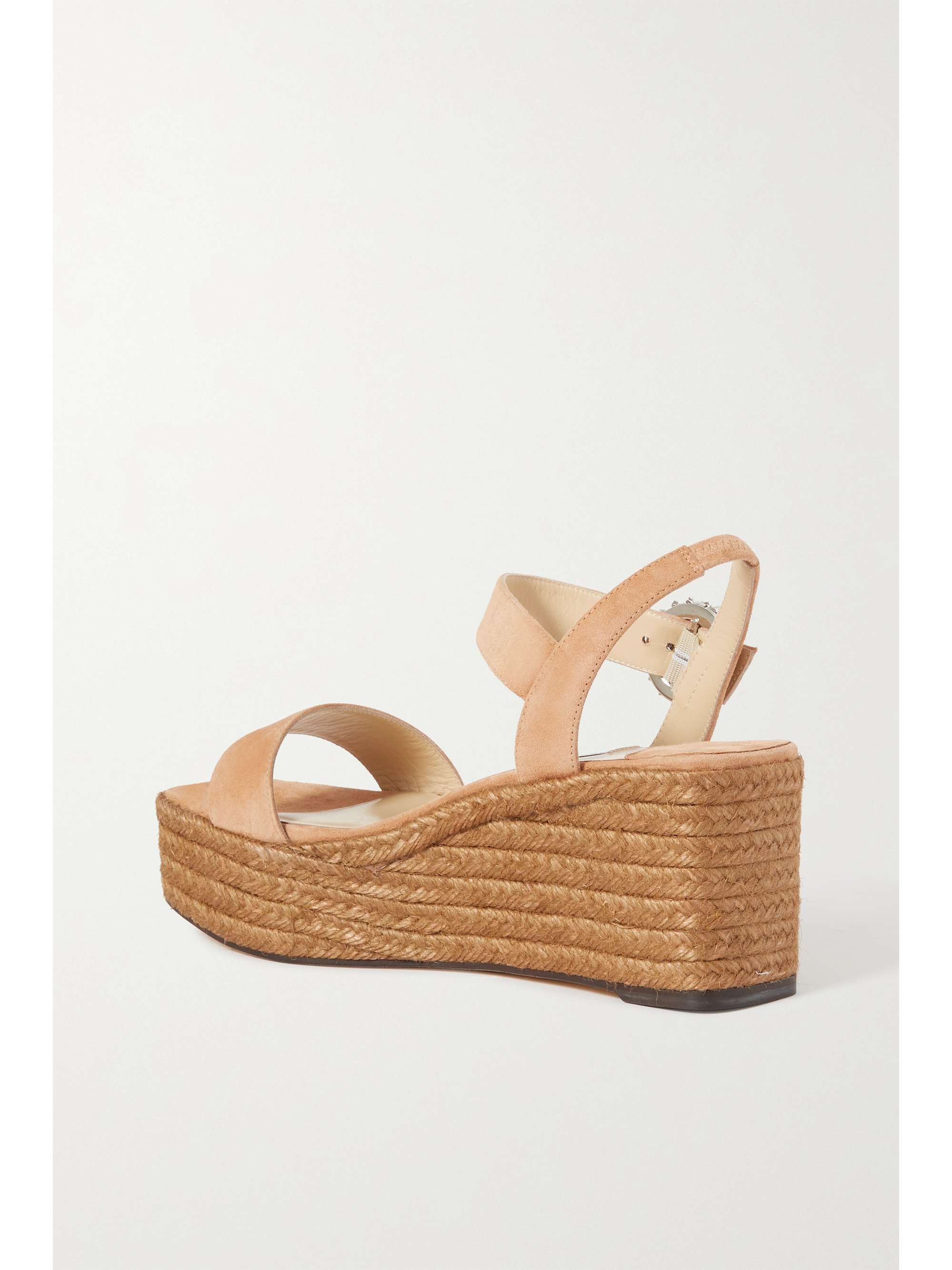 JIMMY CHOO Mirabelle 70 crystal-embellished suede espadrille wedge sandals