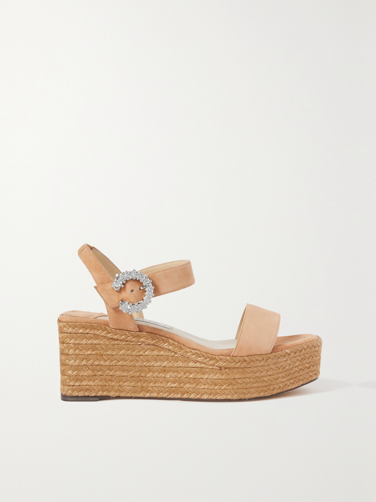 Mirabelle 70 Crystal-embellished Suede Espadrille Wedge Sandals In  Caramel/crystal