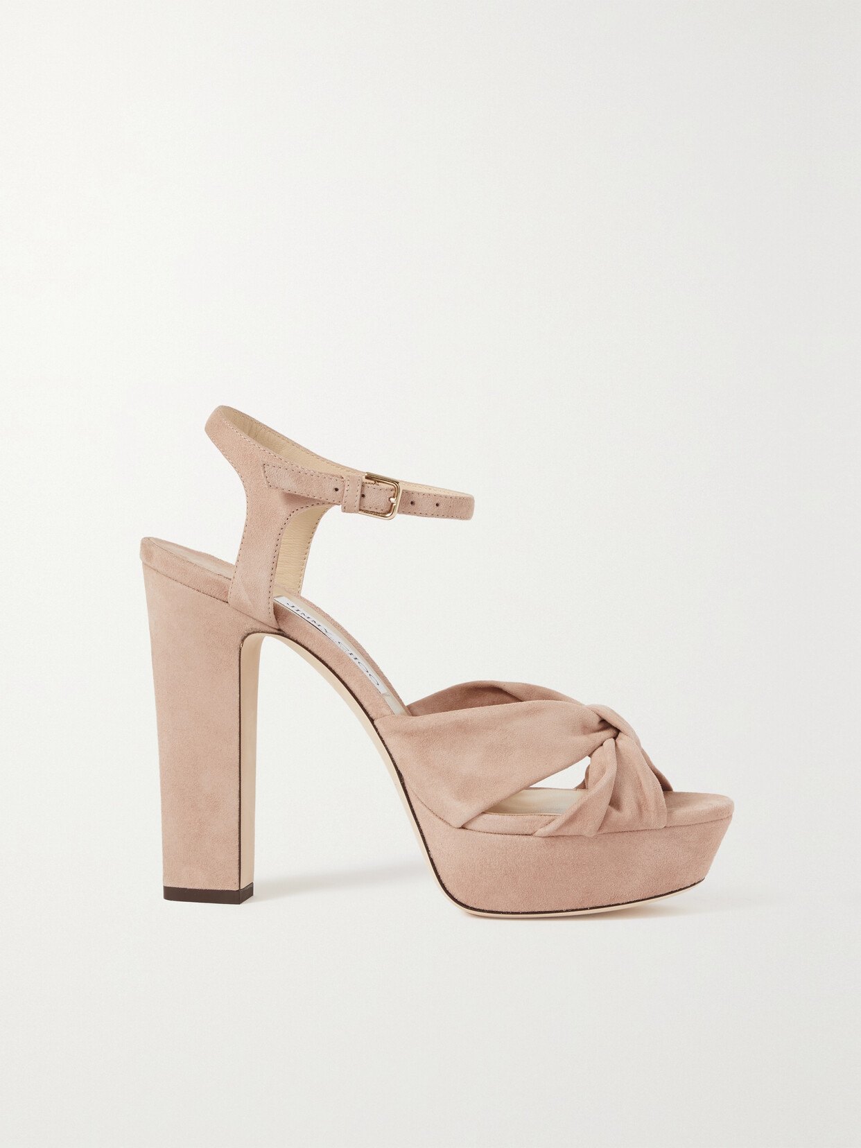 Jimmy Choo Heloise 120 Knotted Suede Platform Sandals - Neutrals