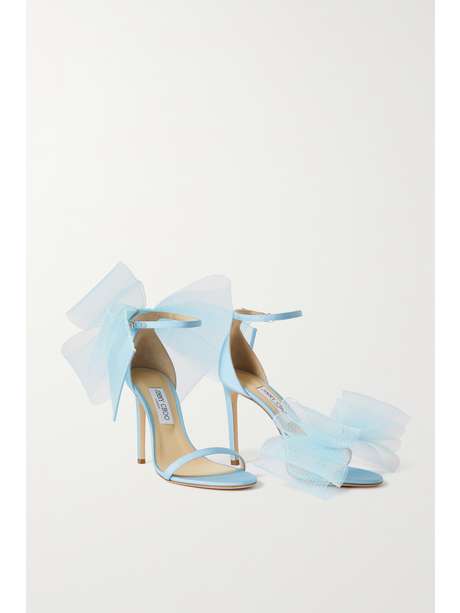 JIMMY CHOO Aveline 100 bow-embellished grosgrain sandals | NET-A-PORTER