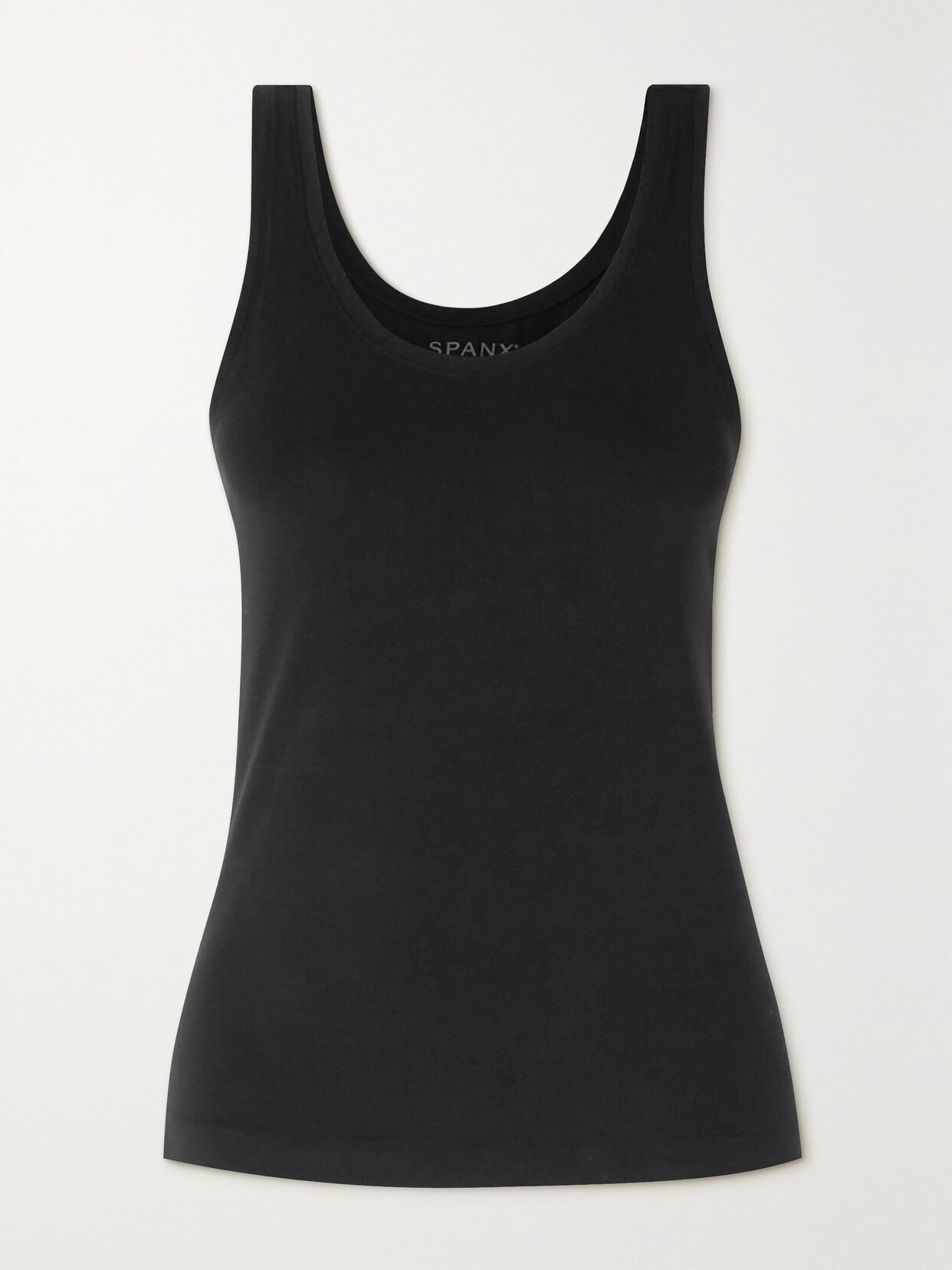 Shop Spanx Comfort Stretch-cotton And Modal-blend Jersey Tank In Black