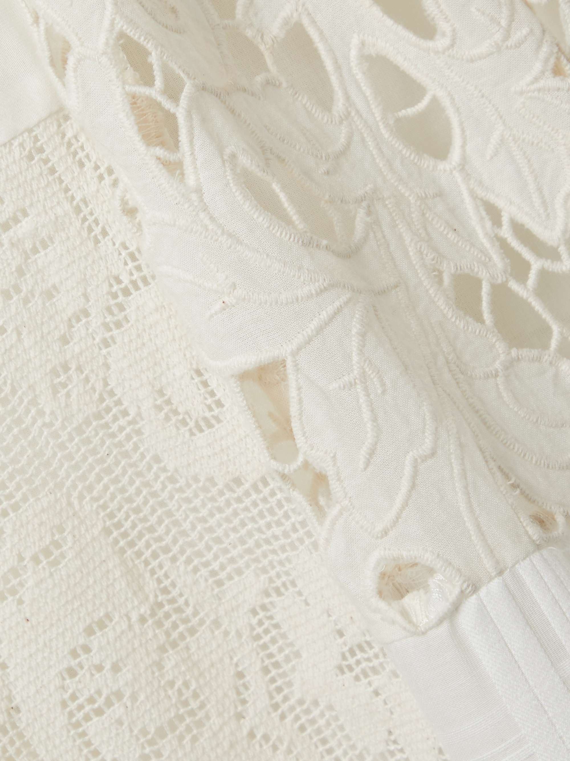 ZIMMERMANN Andie patchwork cotton-blend corded lace and jacquard midi skirt