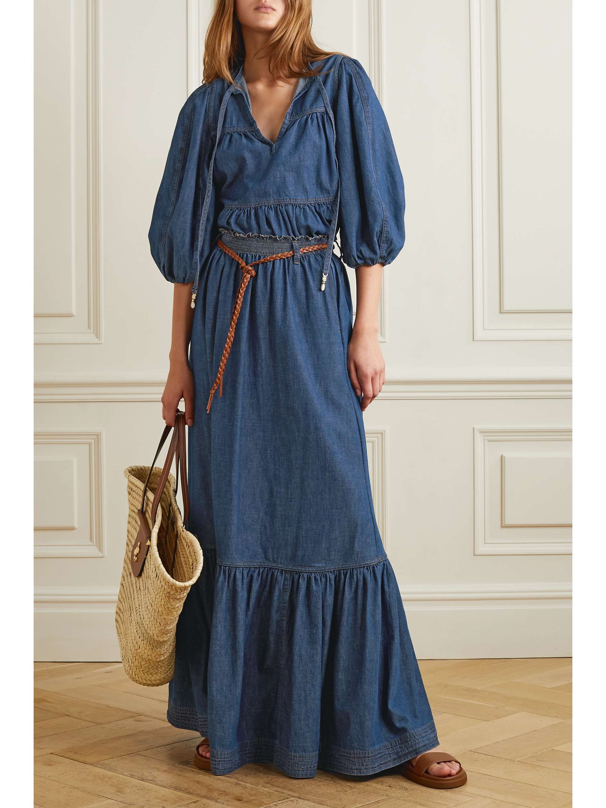 Mid denim Moonshine belted tiered denim 