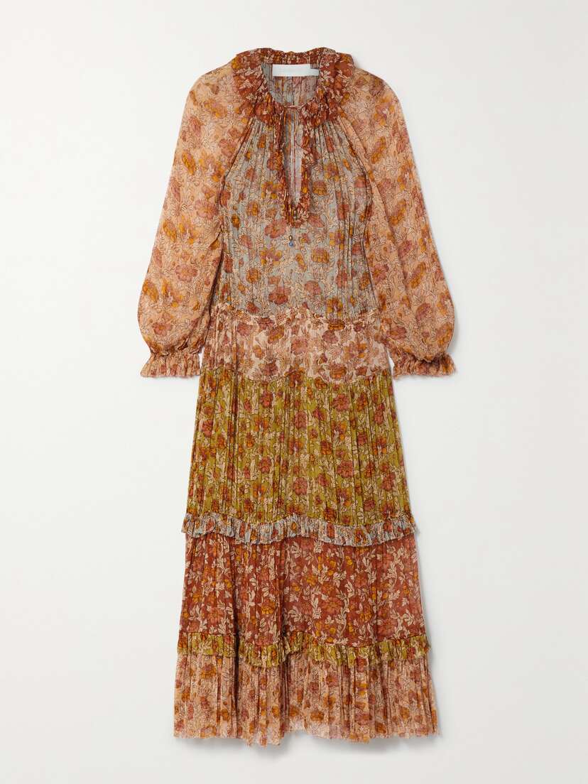 Zimmermann Andie Tiered Floral-print Crepon Maxi Dress