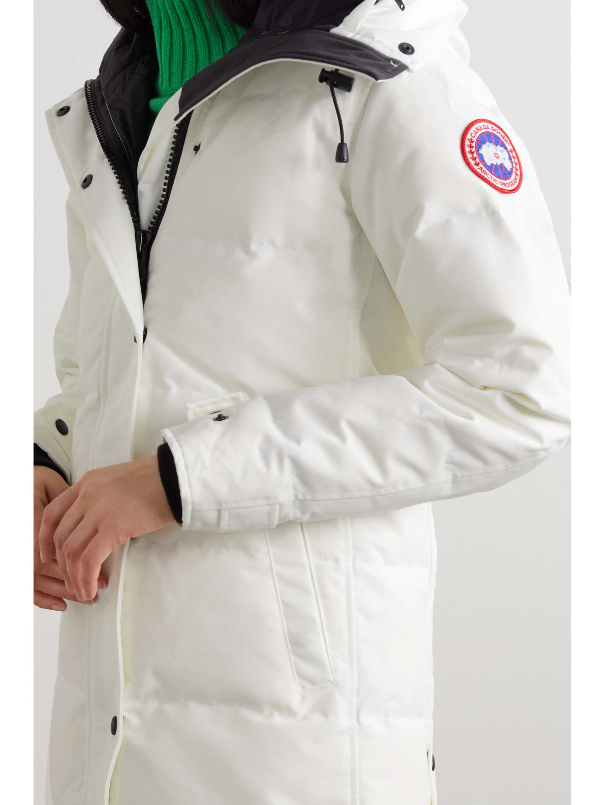 White Shelburne hooded quilted shell 