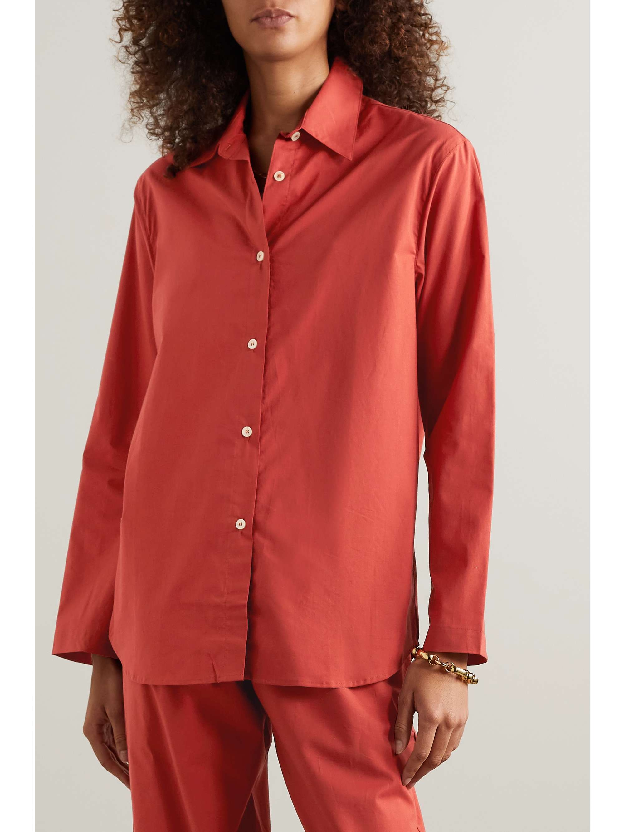 LESET Eve oversized cotton-poplin shirt