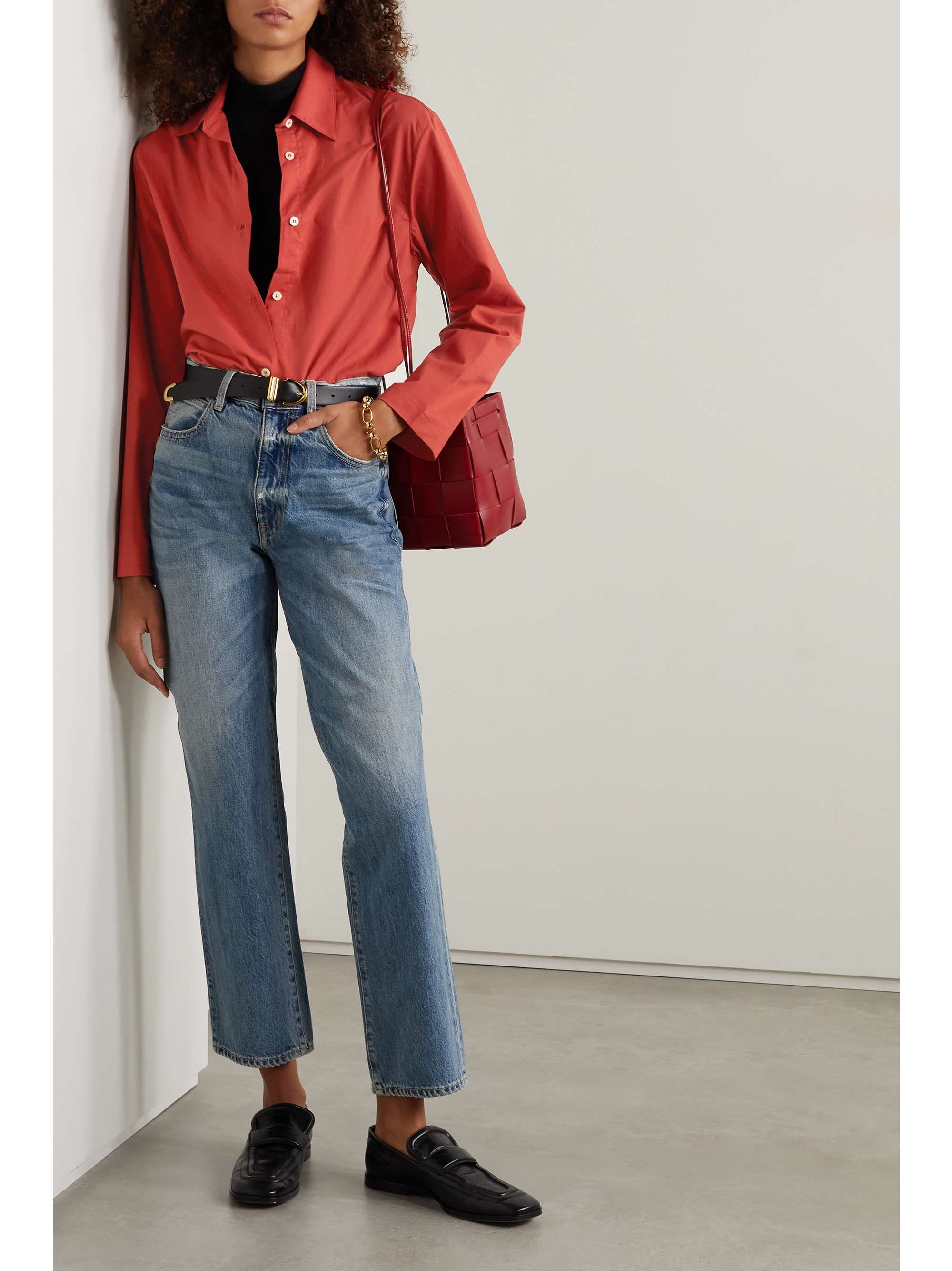 LESET Eve oversized cotton-poplin shirt
