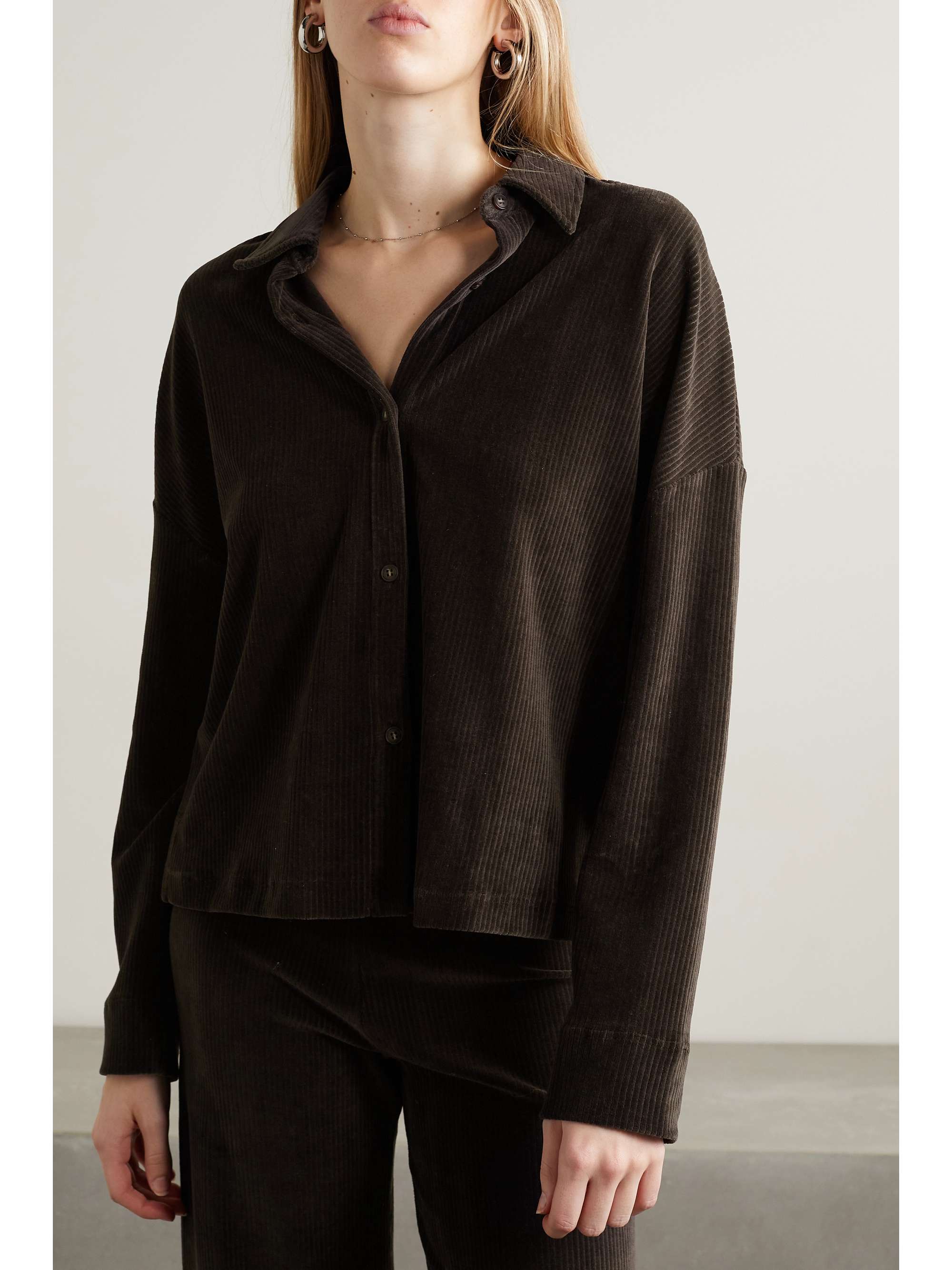 LESET Sophie cotton-blend corduroy shirt