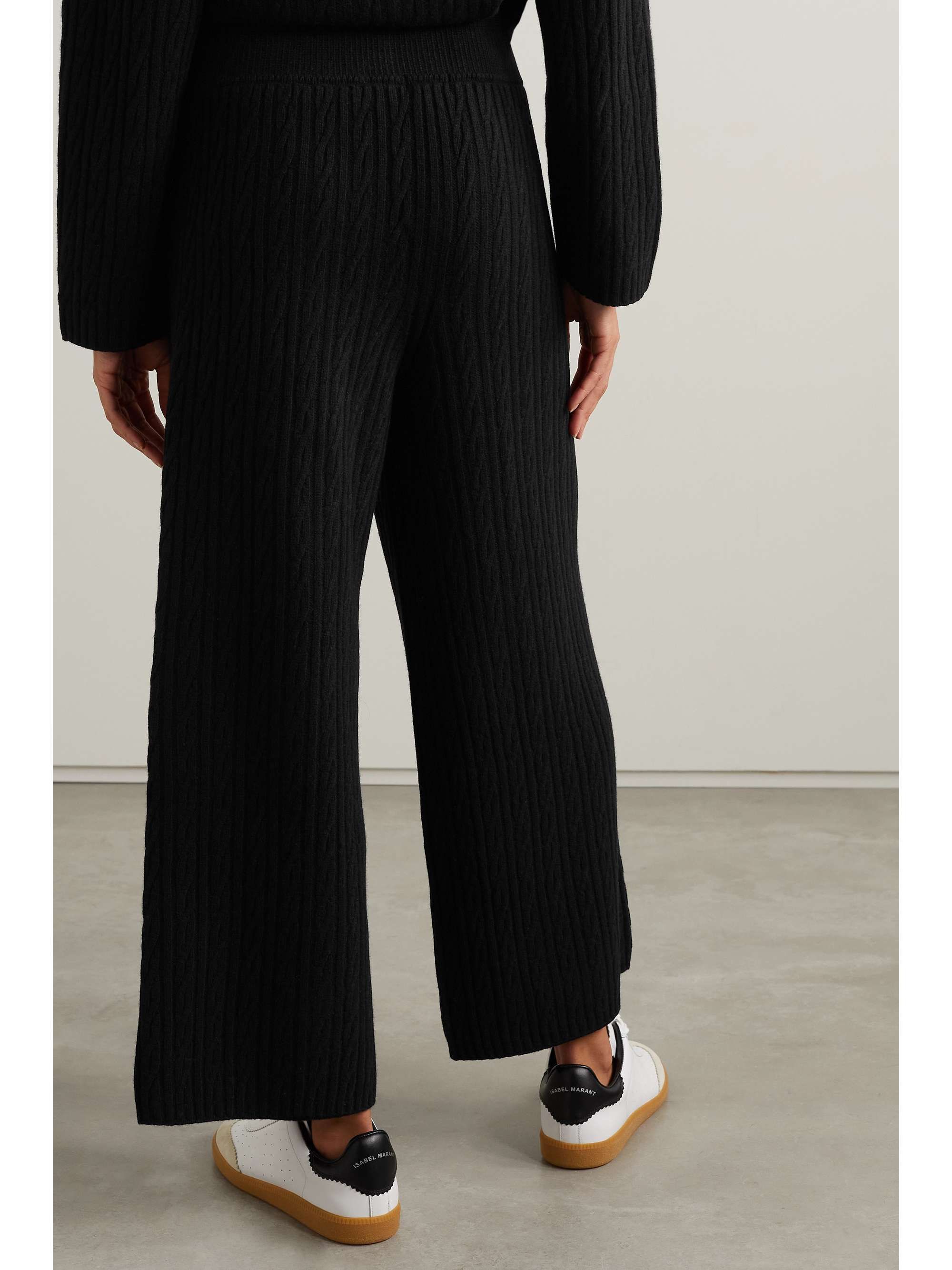 LESET Zoe cable-knit wide-leg pants