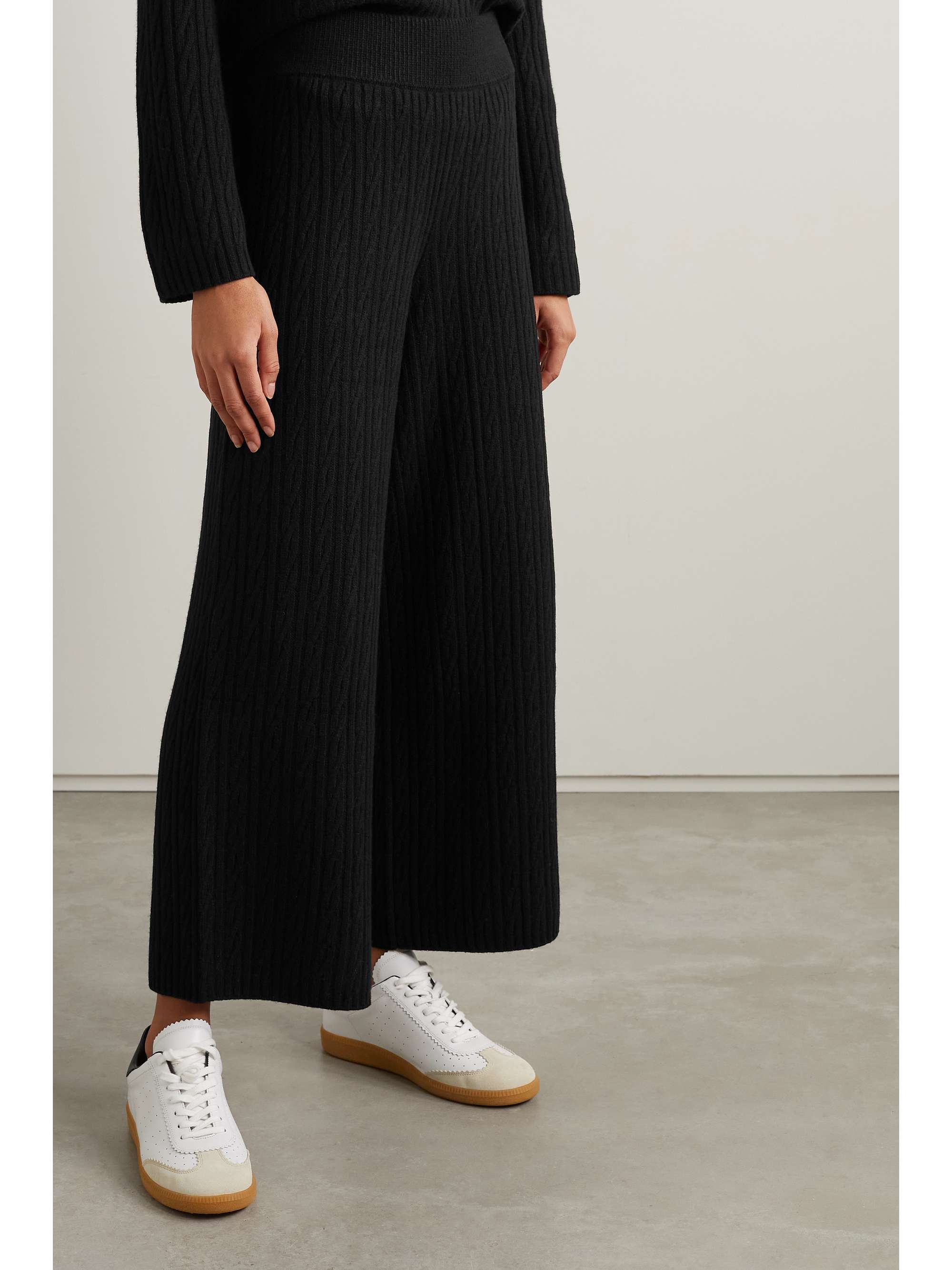 LESET Zoe cable-knit wide-leg pants