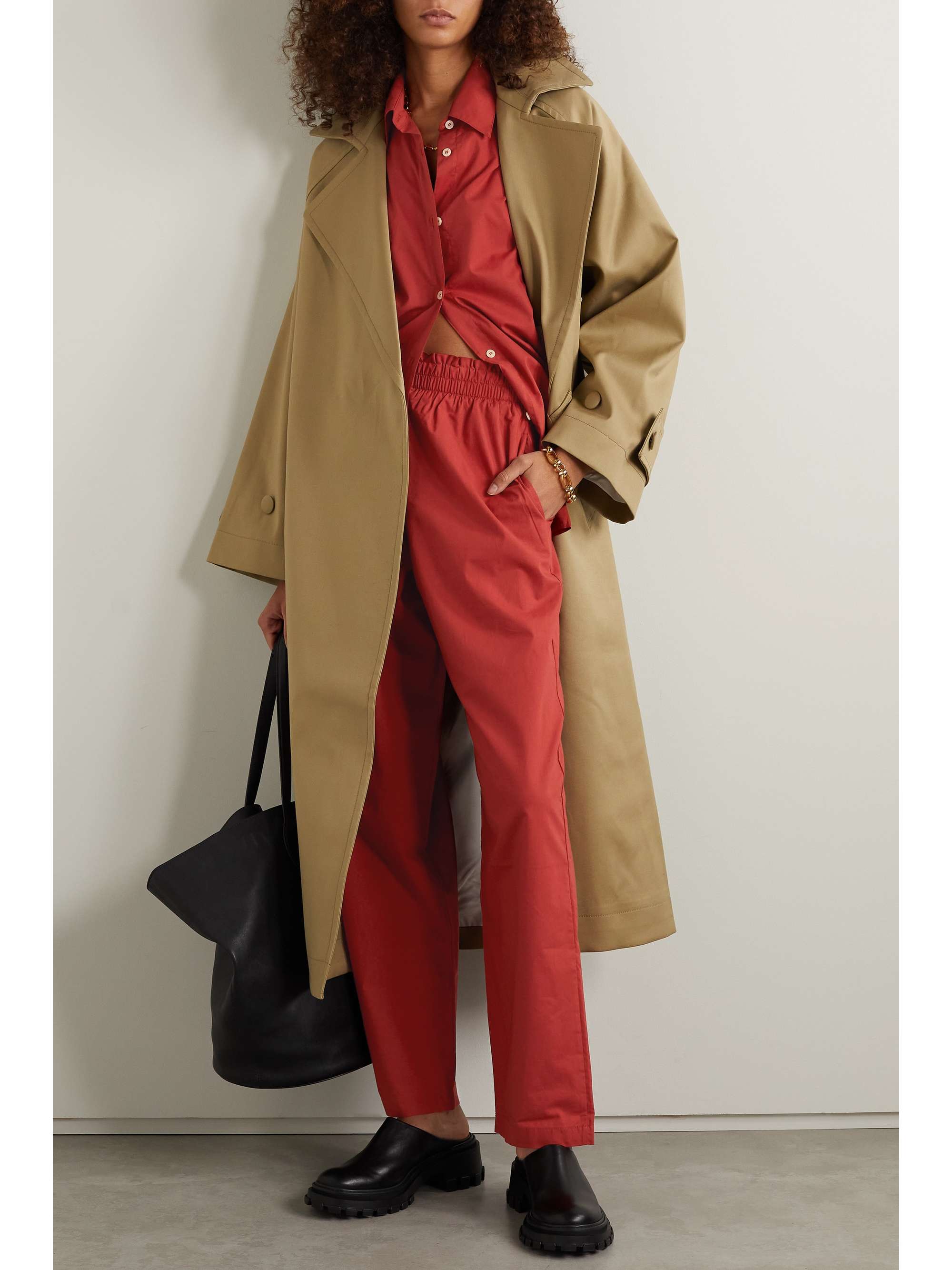 LESET Eve cotton-poplin pants