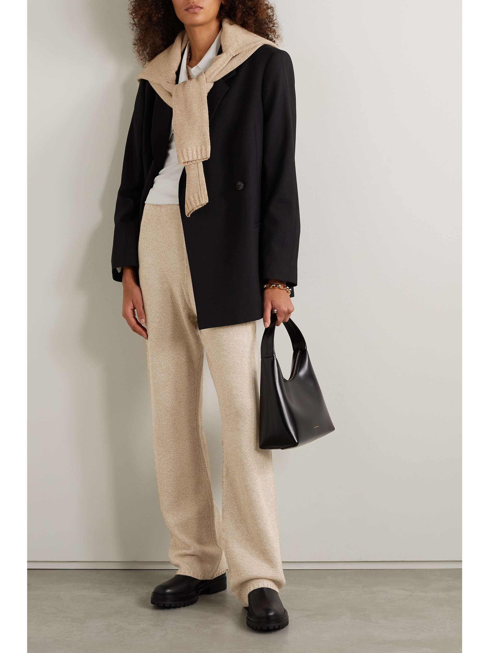 LESET Zoe knitted wide-leg pants