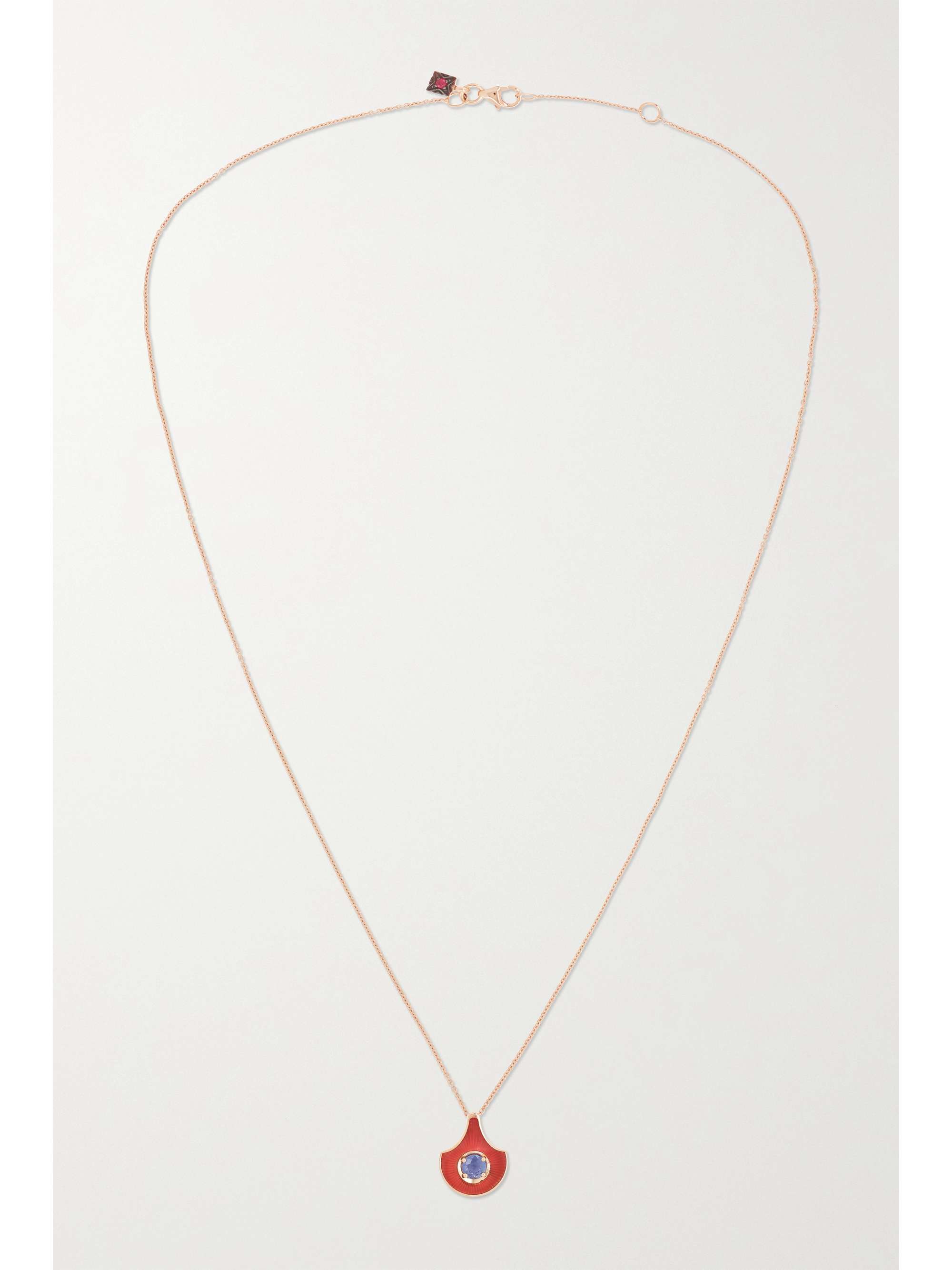 SELIM MOUZANNAR Fish For Love 18-karat rose gold, enamel and sapphire necklace