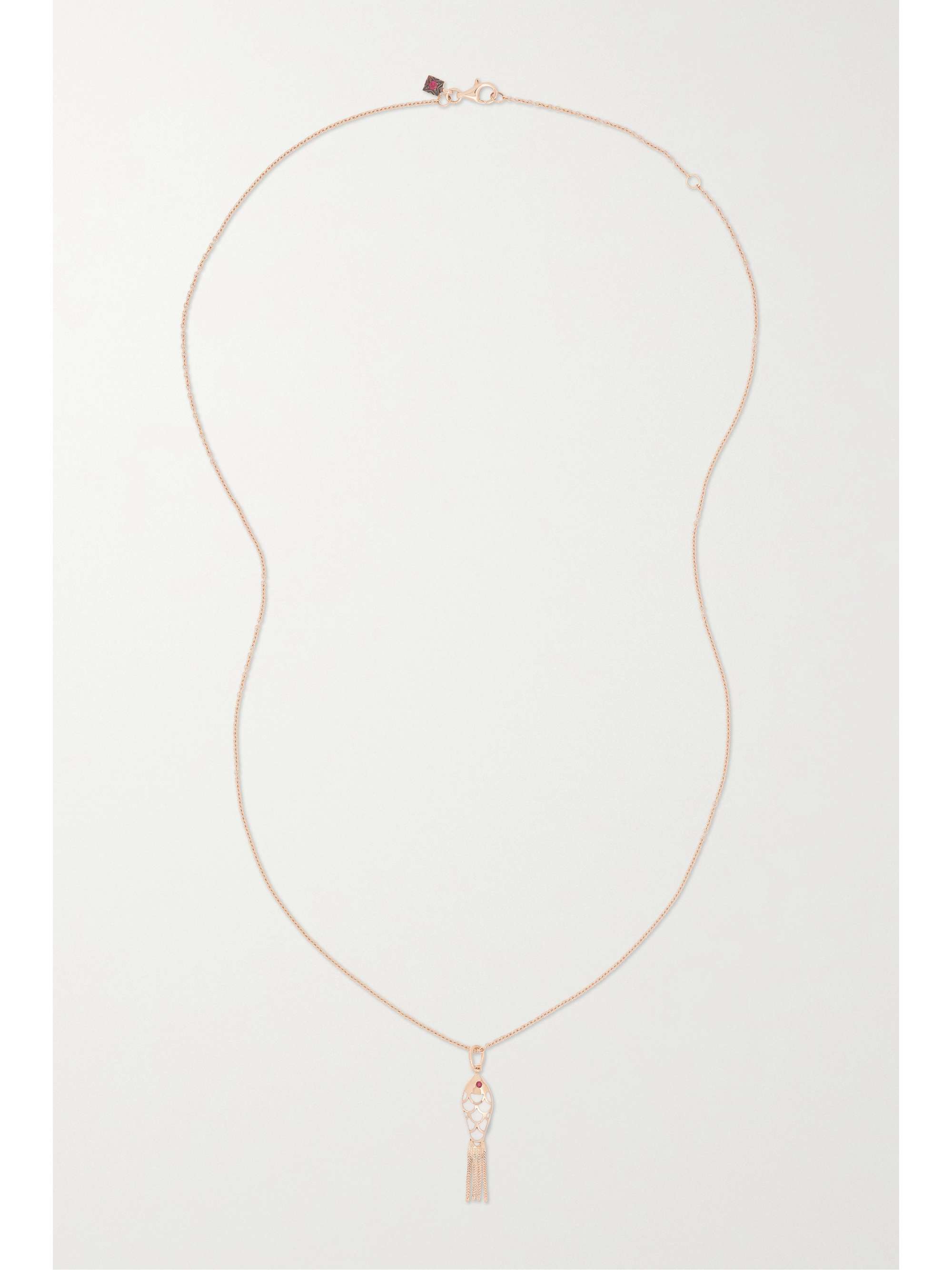 SELIM MOUZANNAR Fish For Love 18-karat rose gold, enamel and ruby necklace