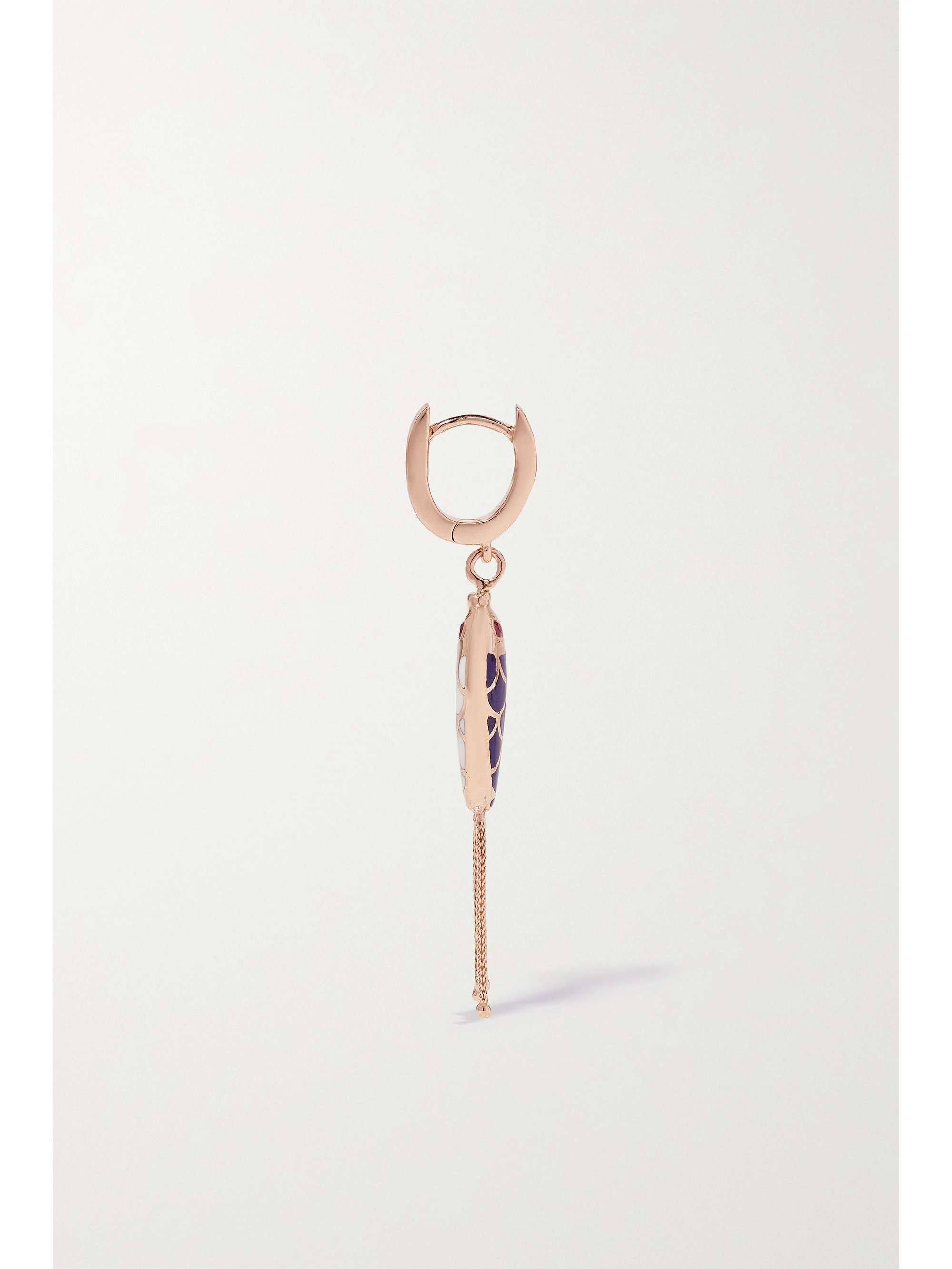 SELIM MOUZANNAR Fish For Love 18-karat rose gold, enamel, diamond and ruby single earring