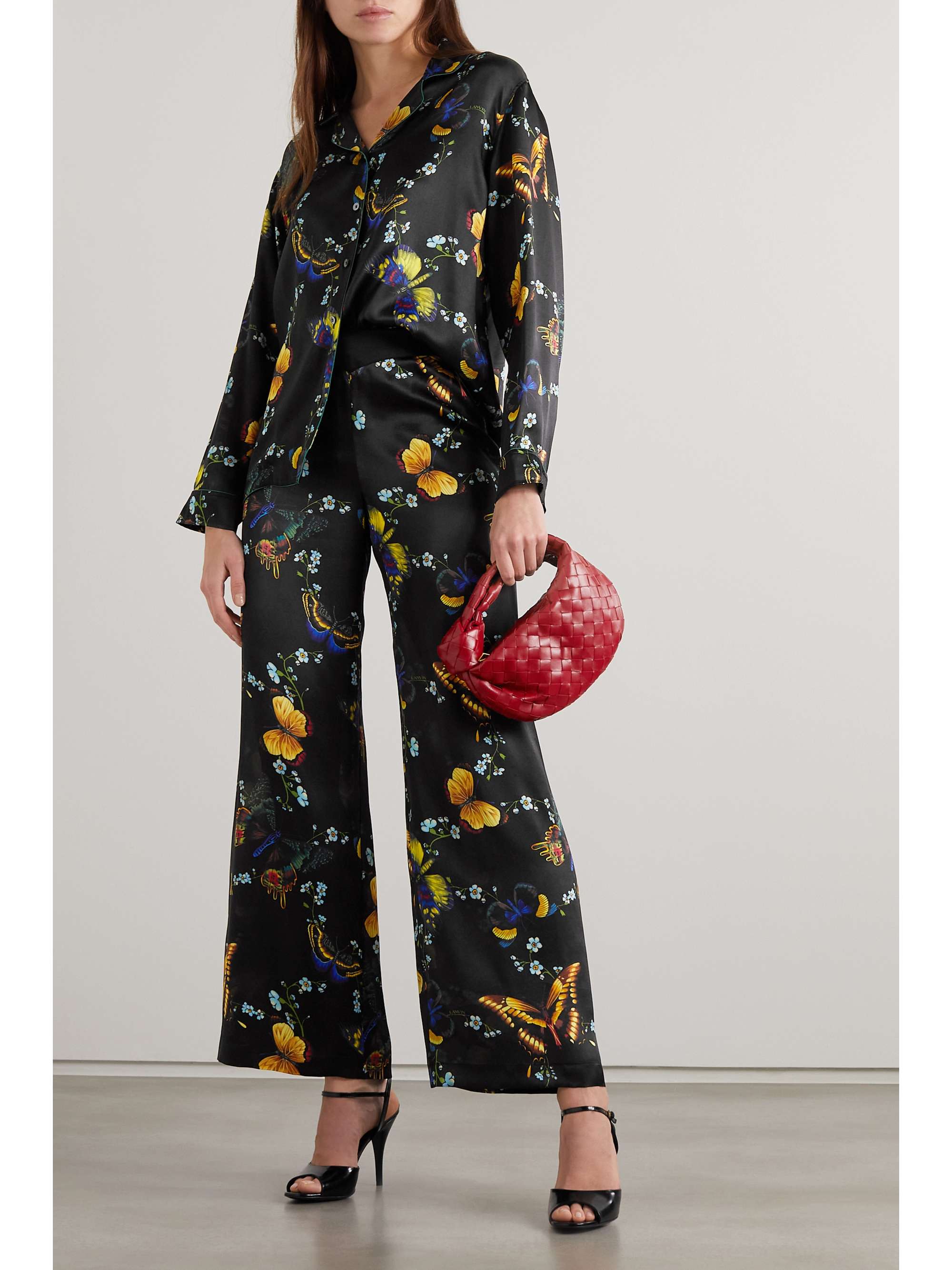 LANVIN 印花丝缎阔腿裤