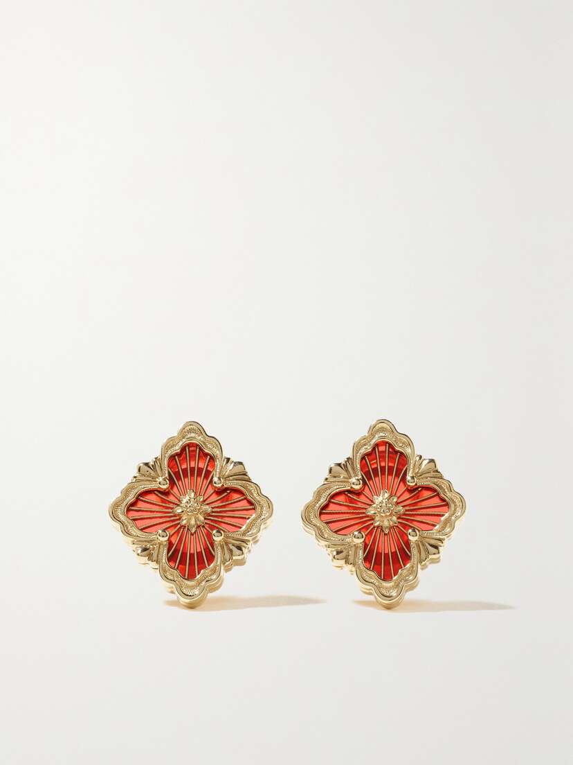 Buccellati Opera Tulle 18-karat Gold Enamel Earrings