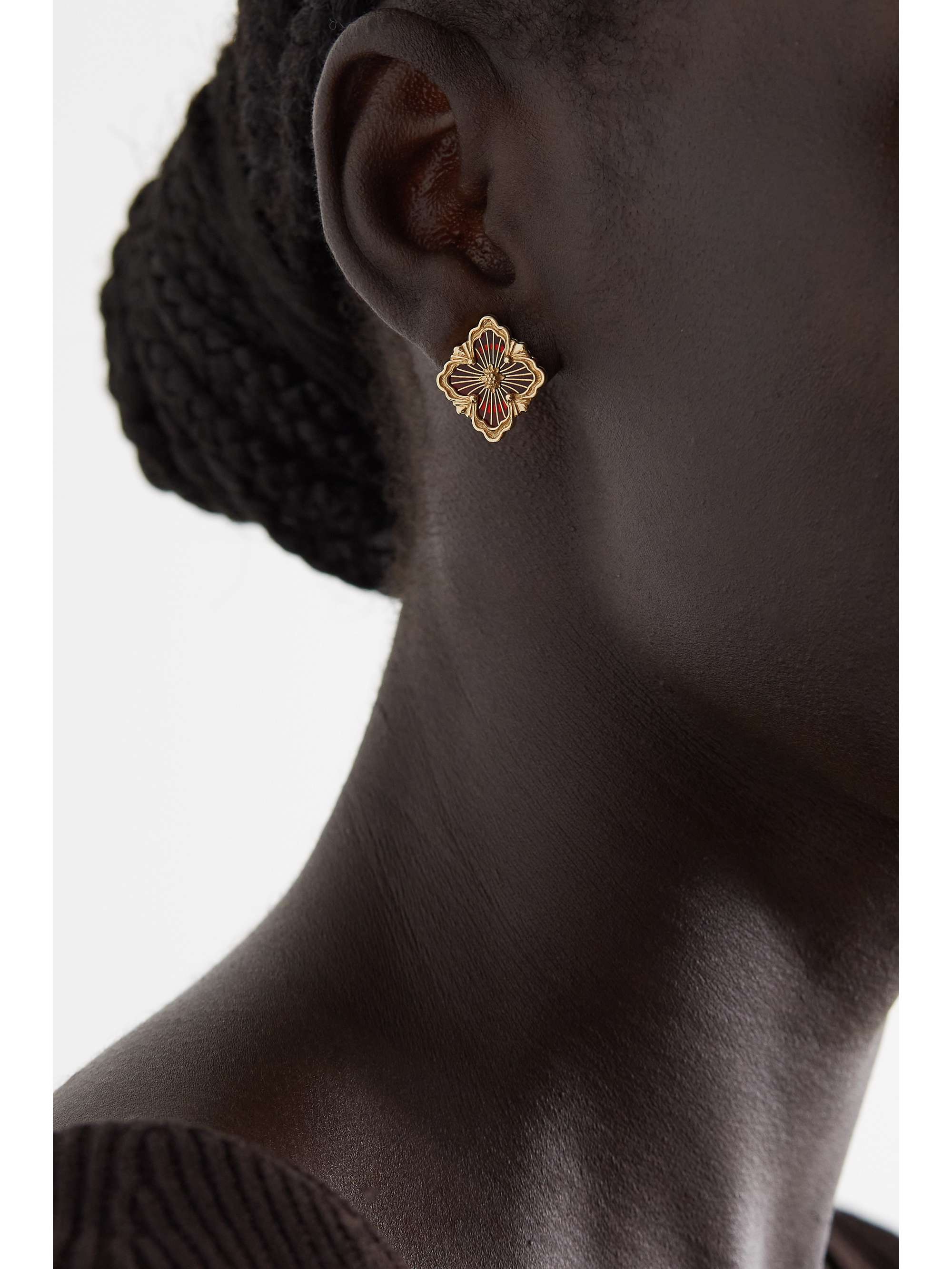 BUCCELLATI Opera Tulle 18-karat gold enamel earrings