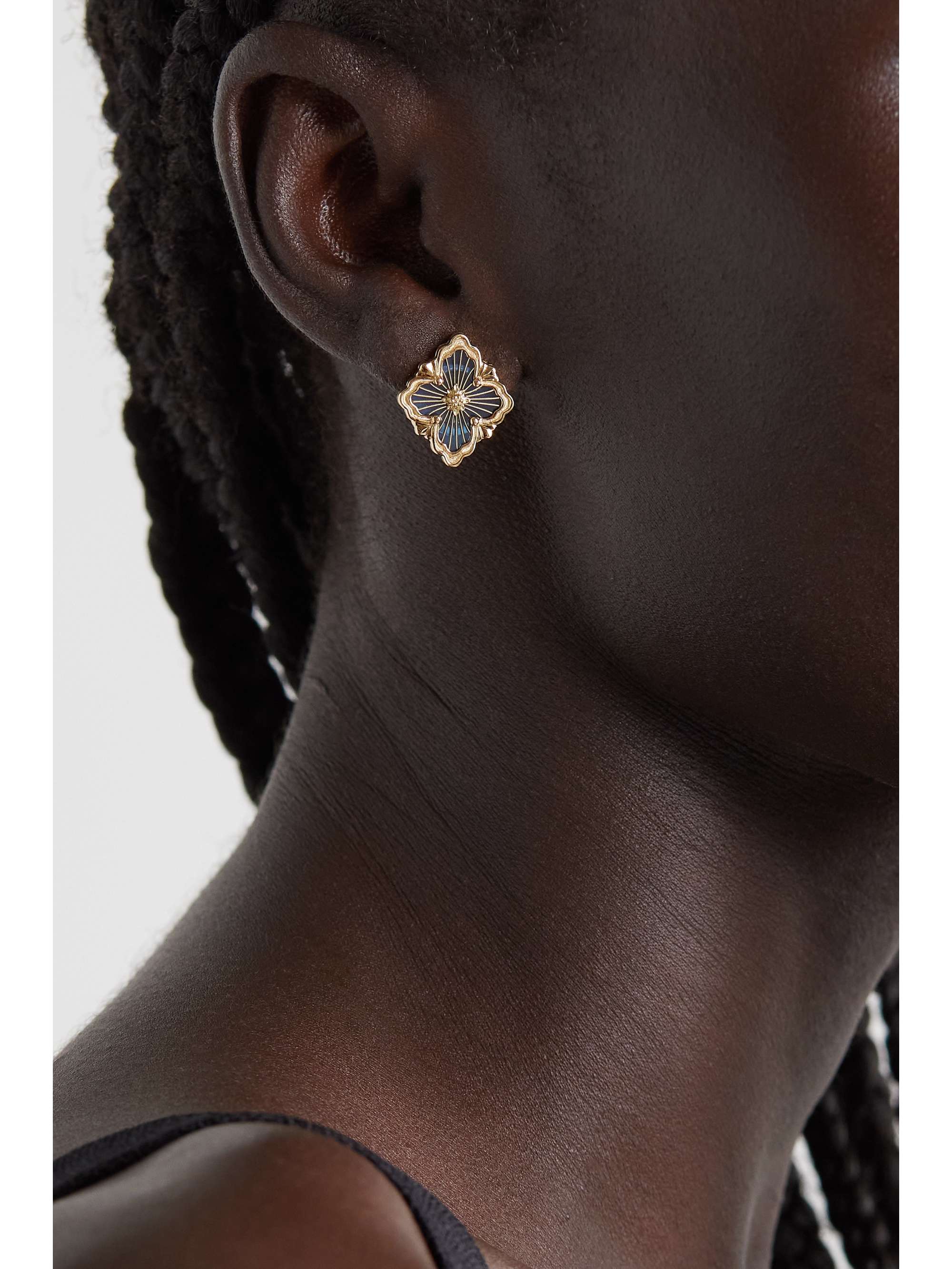 BUCCELLATI Opera Tulle 18-karat gold enamel earrings