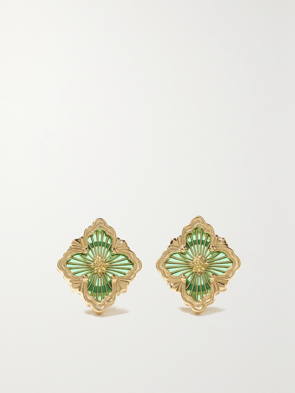 Buccellati - Opera Tulle 18-karat Gold Enamel Earrings - Green