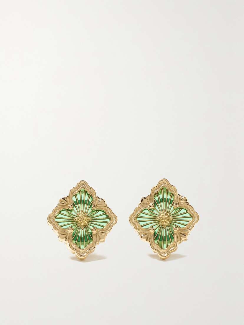 Buccellati Opera Tulle 18-karat Gold Enamel Earrings