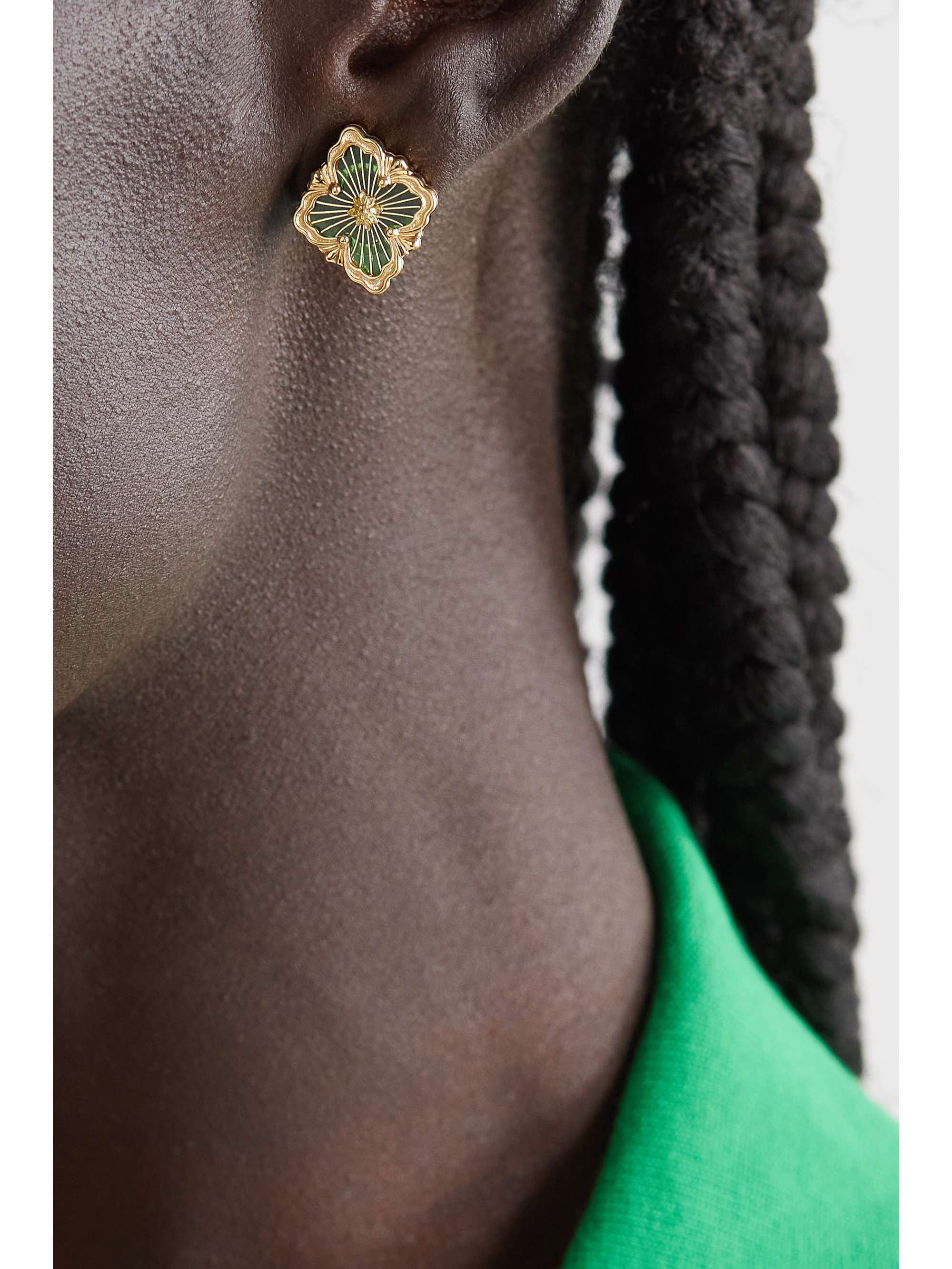 BUCCELLATI Opera Tulle 18-karat gold enamel earrings