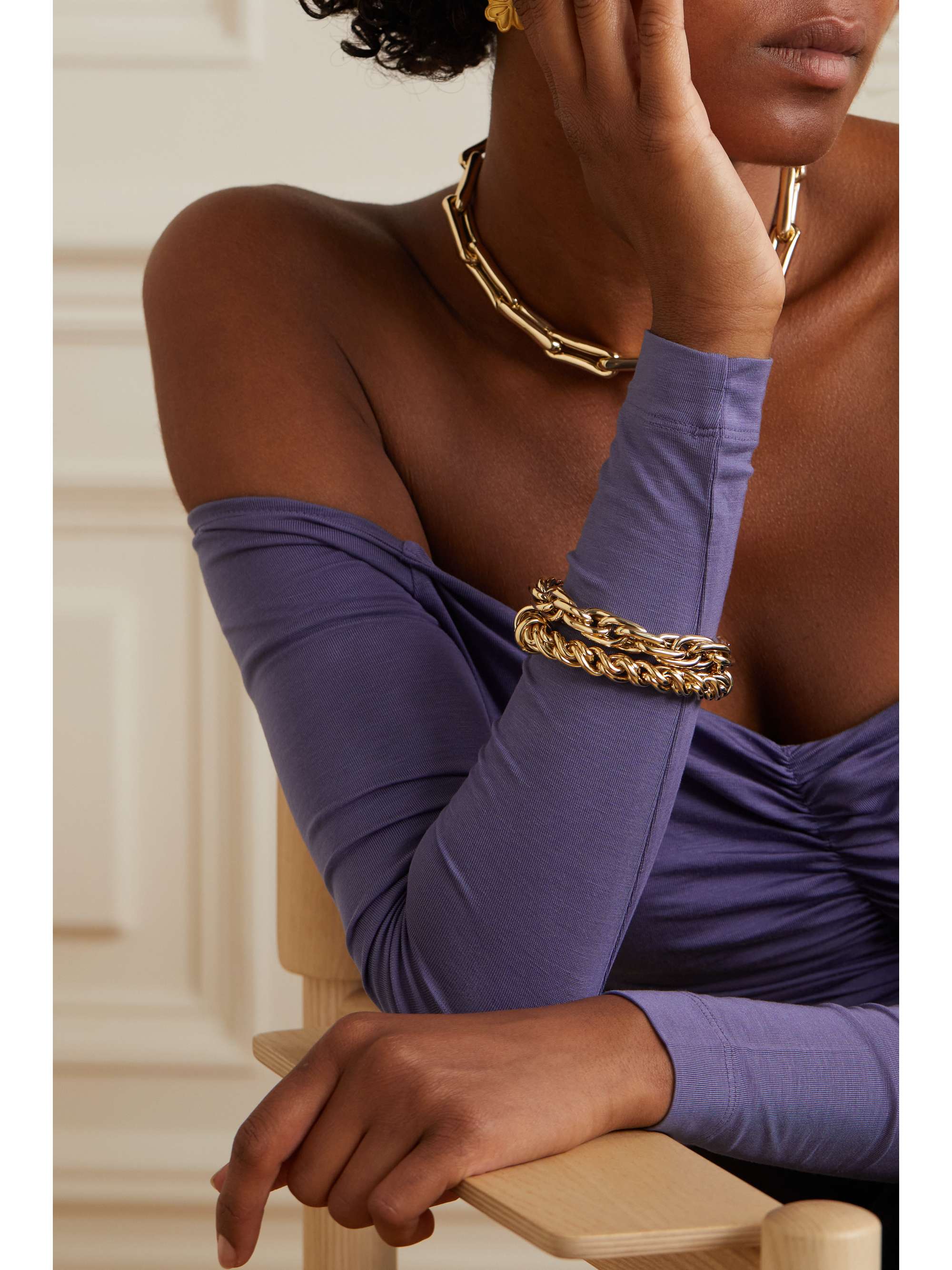 LAUREN RUBINSKI Large 14-karat gold bracelet