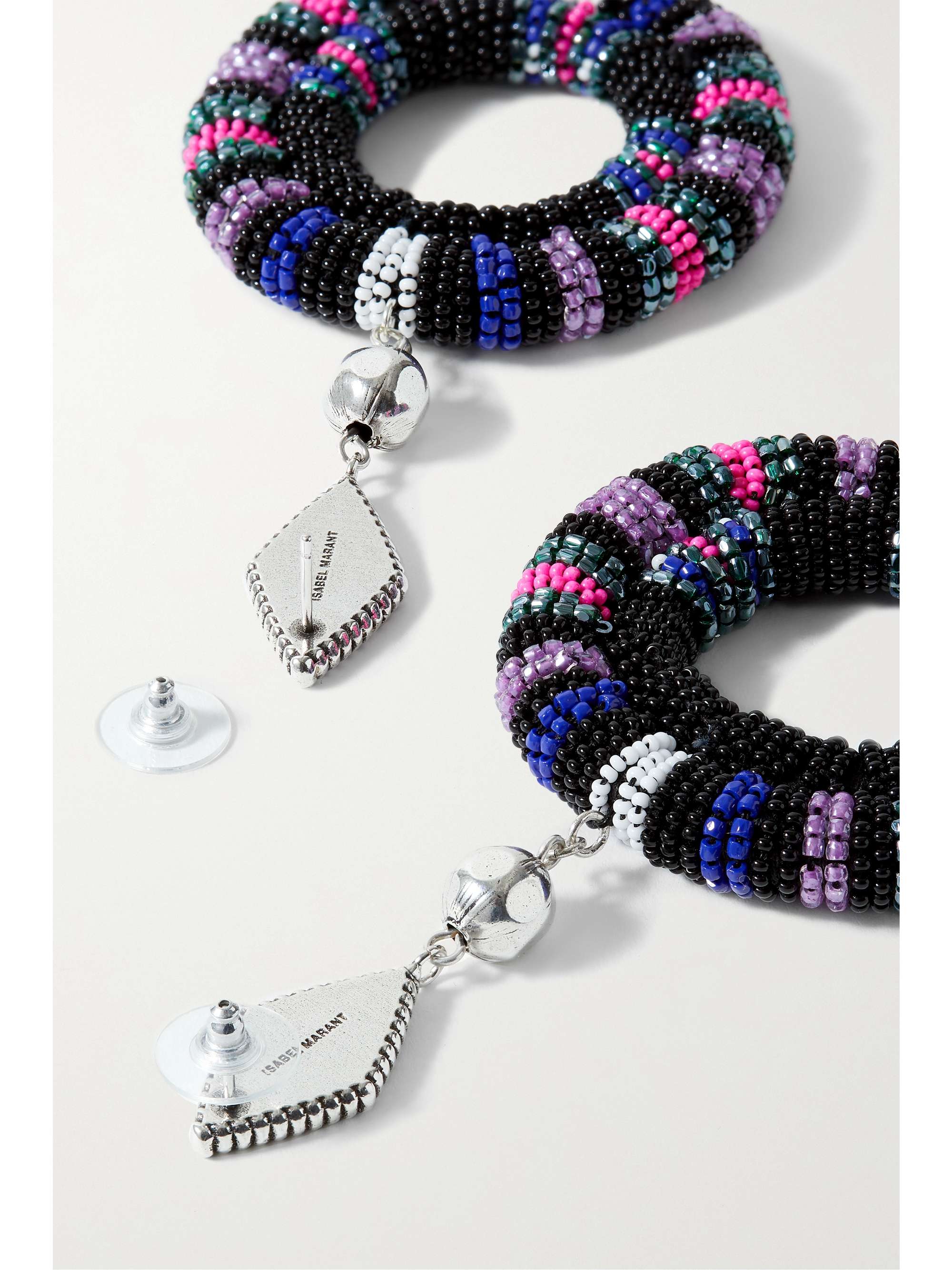 ISABEL MARANT Silver-tone, bead and enamel earrings