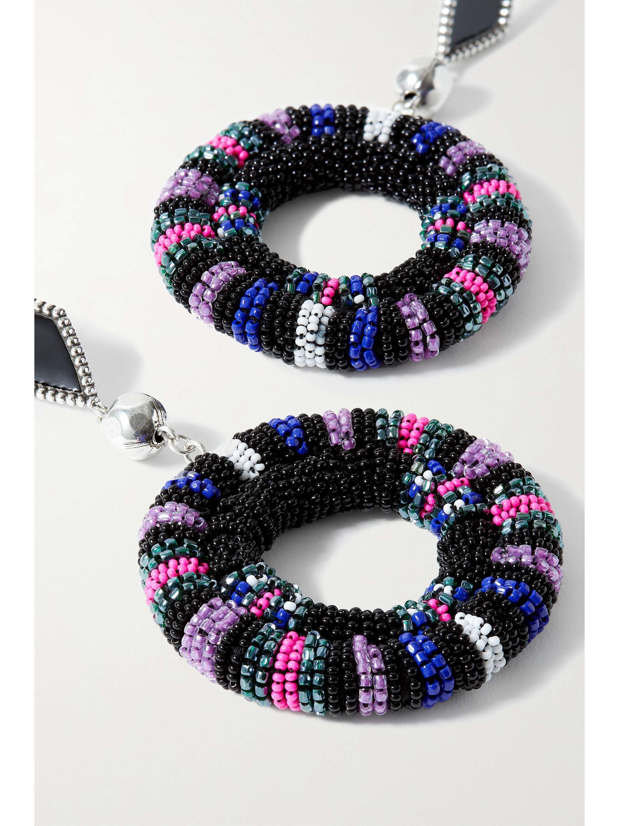 ISABEL MARANT Silver-tone, bead and enamel earrings