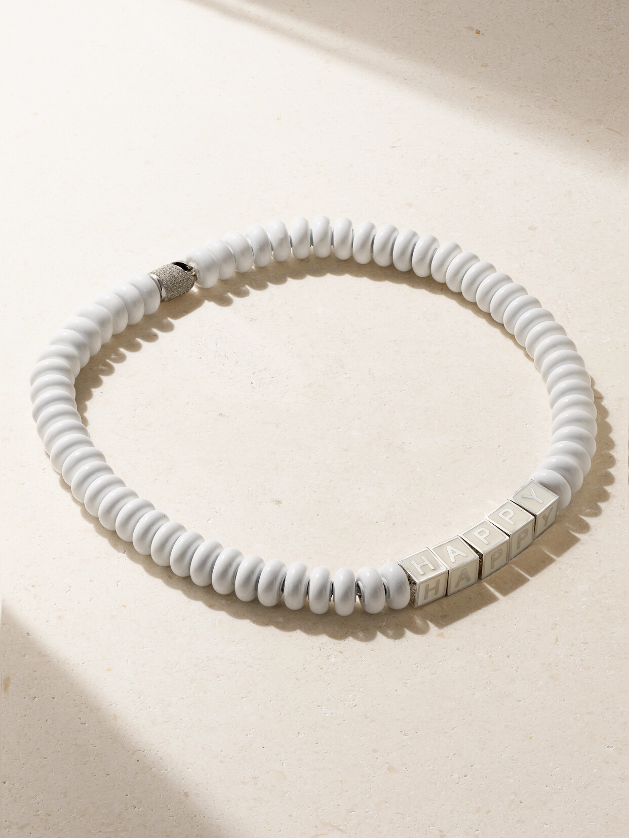 Lauren Rubinski Happy Sterling Silver, Enamel And Bead Necklace In White Gold