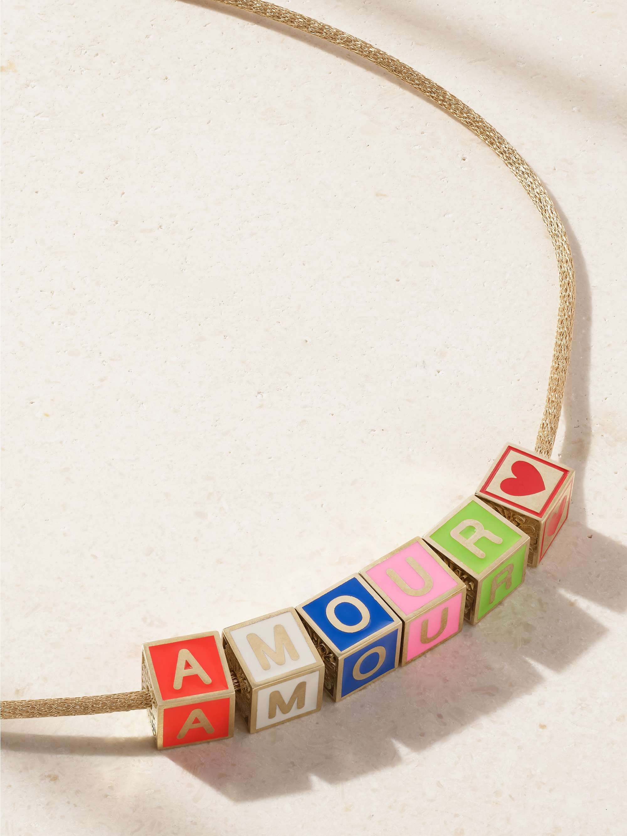 LAUREN RUBINSKI Love 14-karat gold and enamel necklace
