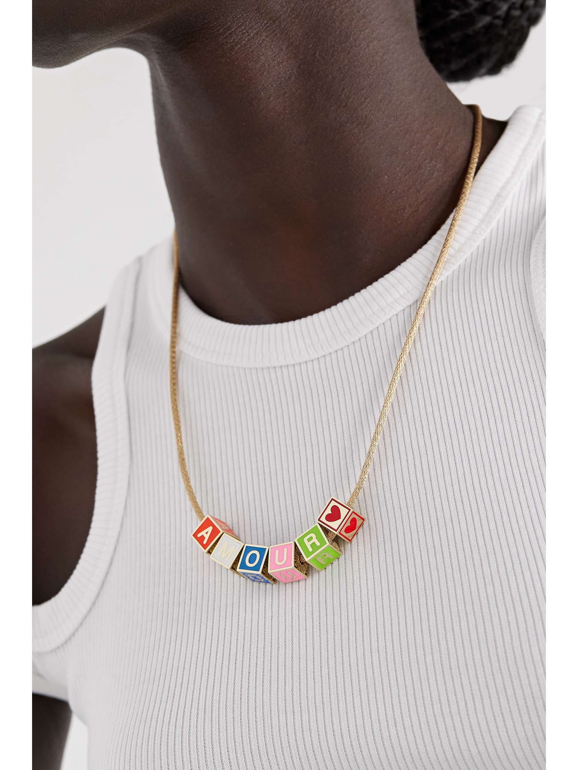 LAUREN RUBINSKI Love 14-karat gold and enamel necklace