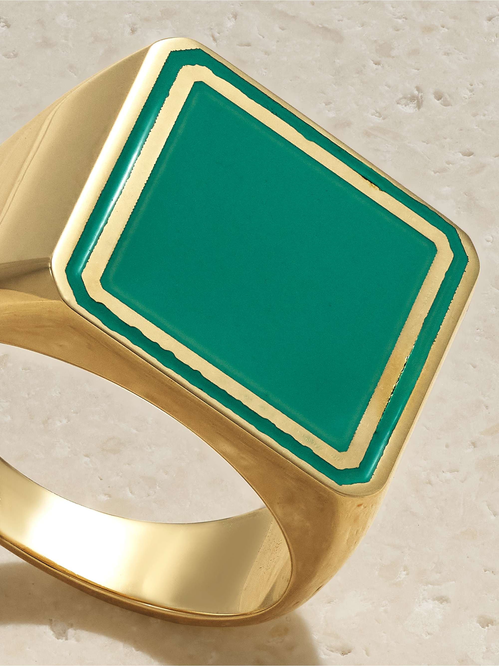 LAUREN RUBINSKI 14-karat gold and enamel ring